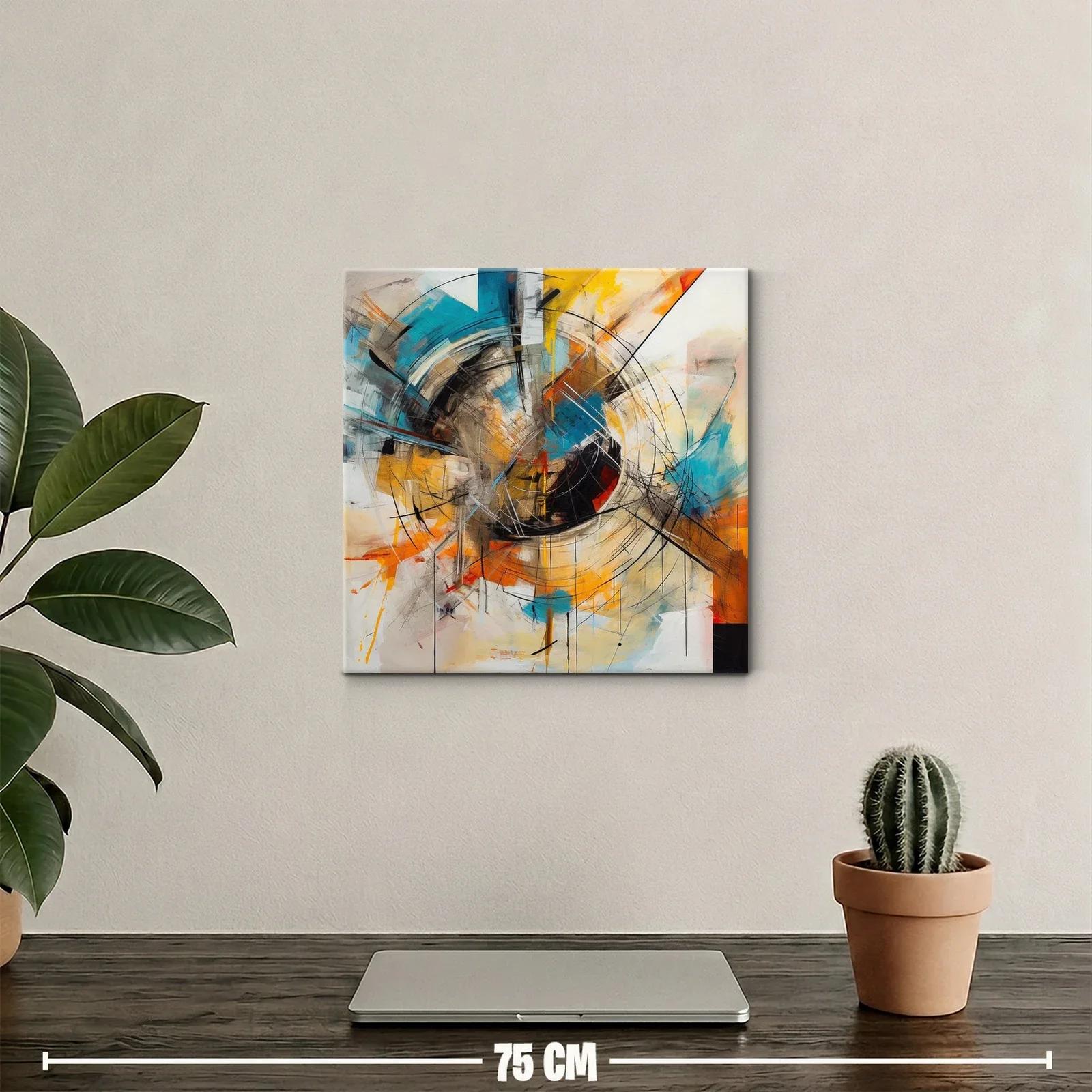 Cuadro abstracto con formas circulares y tonos vibrantes — miniatura 2