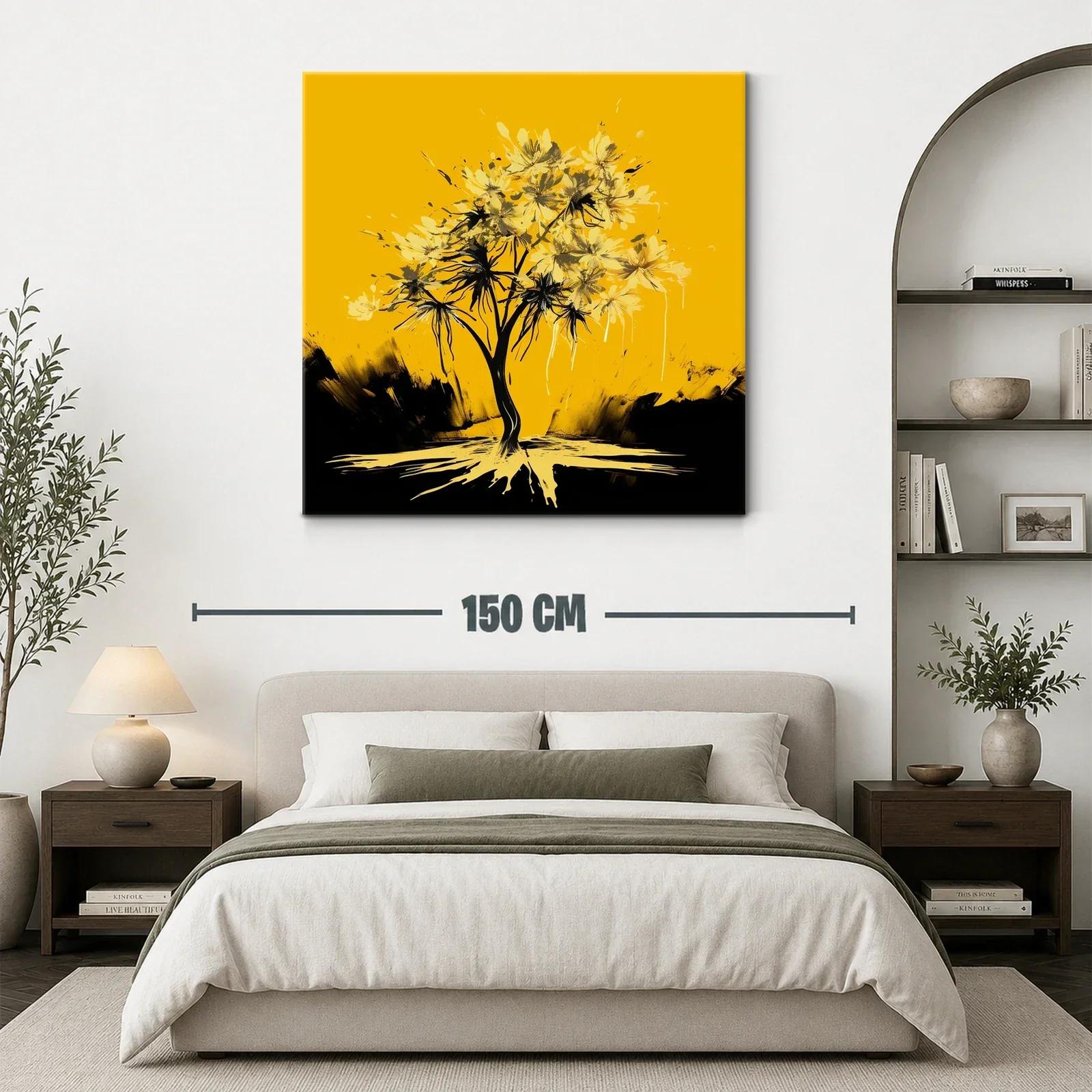Árbol abstracto con flores amarillas sobre fondo vibrante — miniatura 3