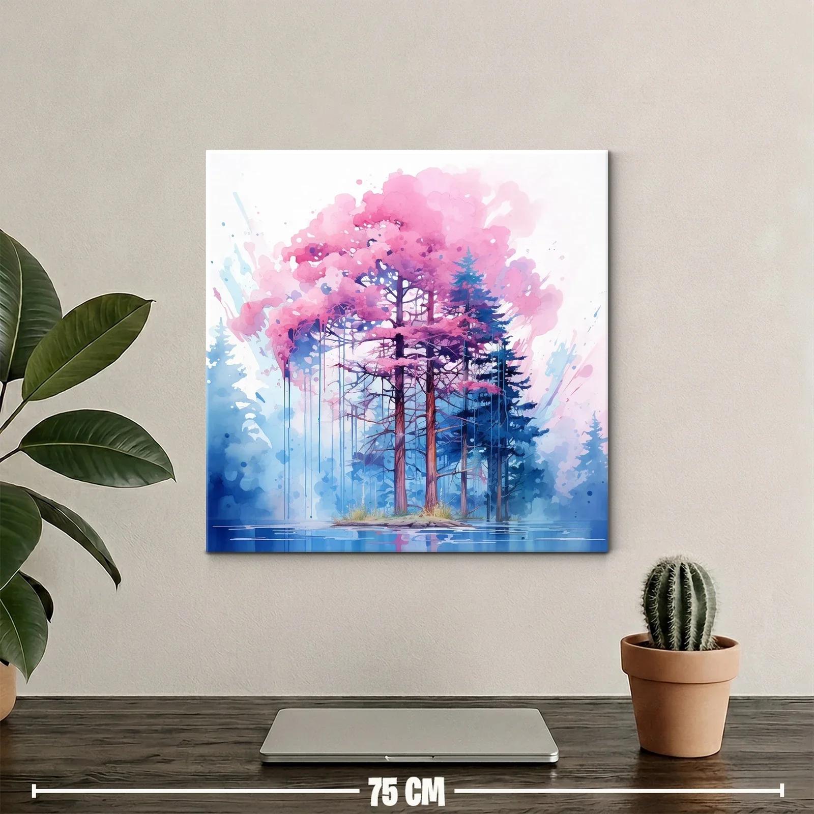 Bosque mágico con árboles en tonos rosa y azul — miniatura 2