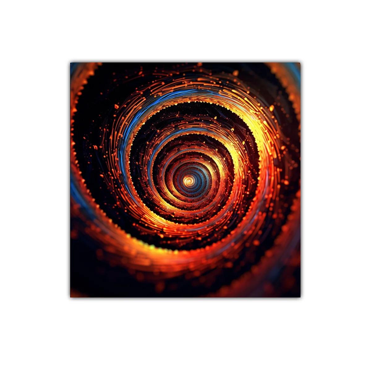 Arte abstracto espiral con vibrantes tonos cálidos y fríos