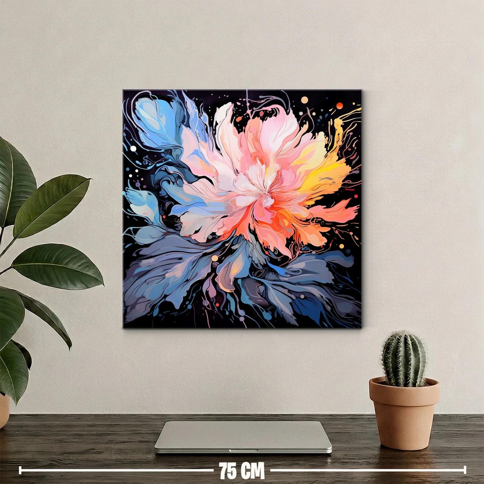Cuadro floral abstracto con paleta vibrante y dinámica — miniatura 2