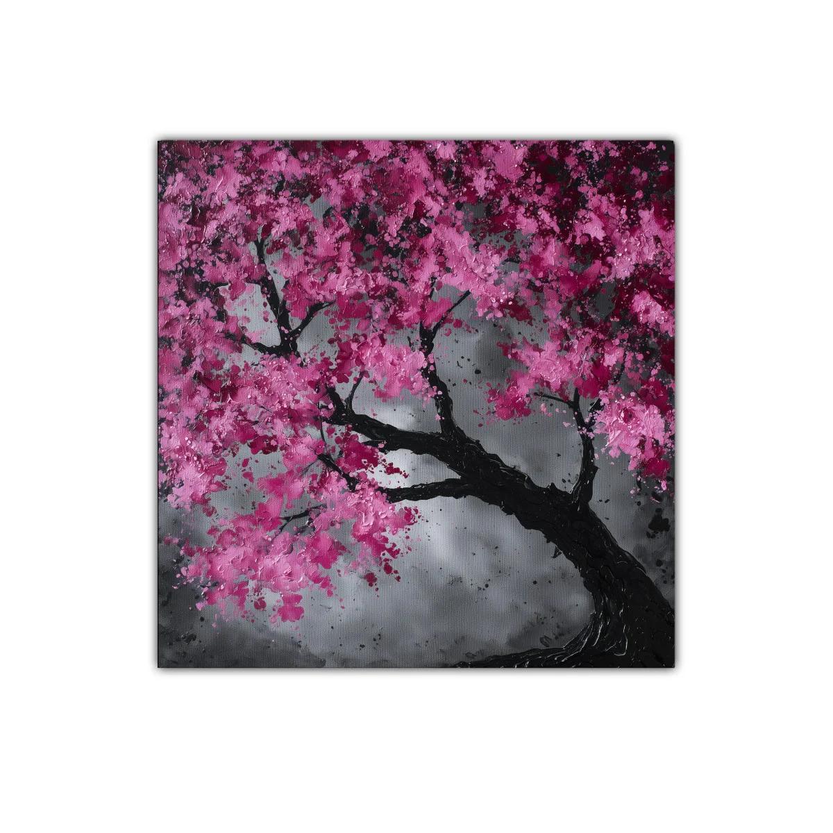 Árbol floreciente con tonos fucsia y fondo gris acero — imagen principal