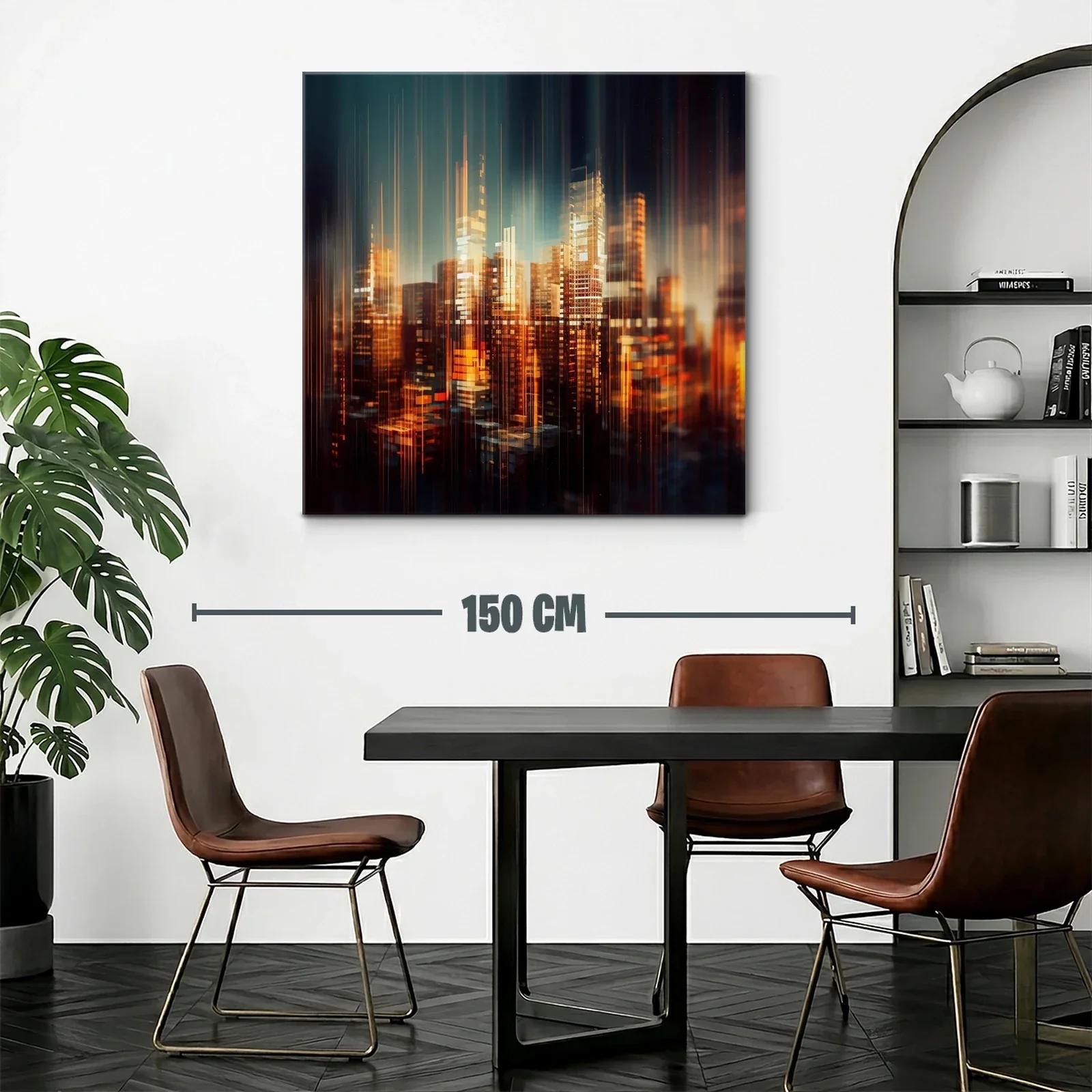 Ciudad luminosa abstracta con tonos cálidos y vibrantes — miniatura 2