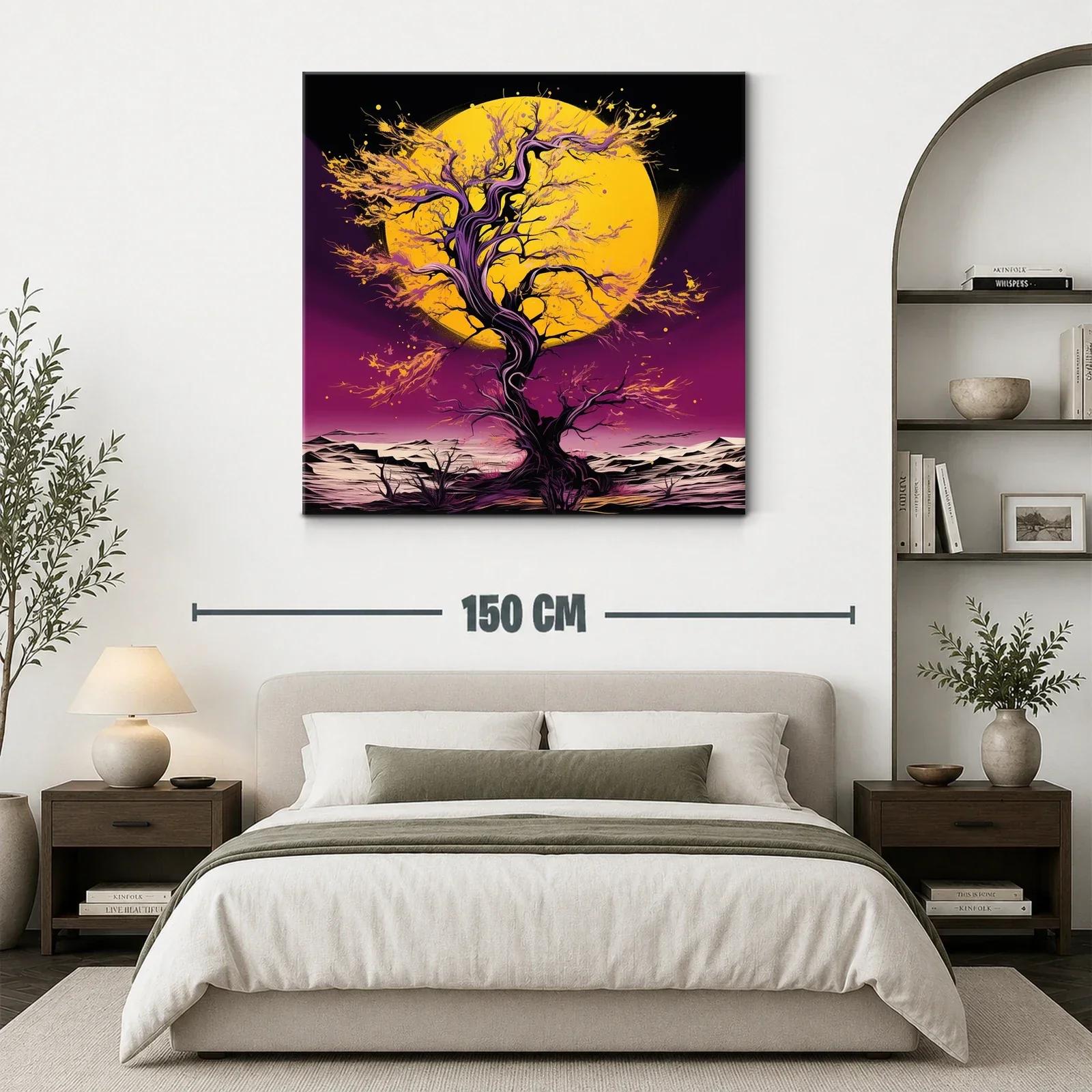 Árbol Fantástico con Luna Amarilla y Cielo Púrpura — miniatura 3