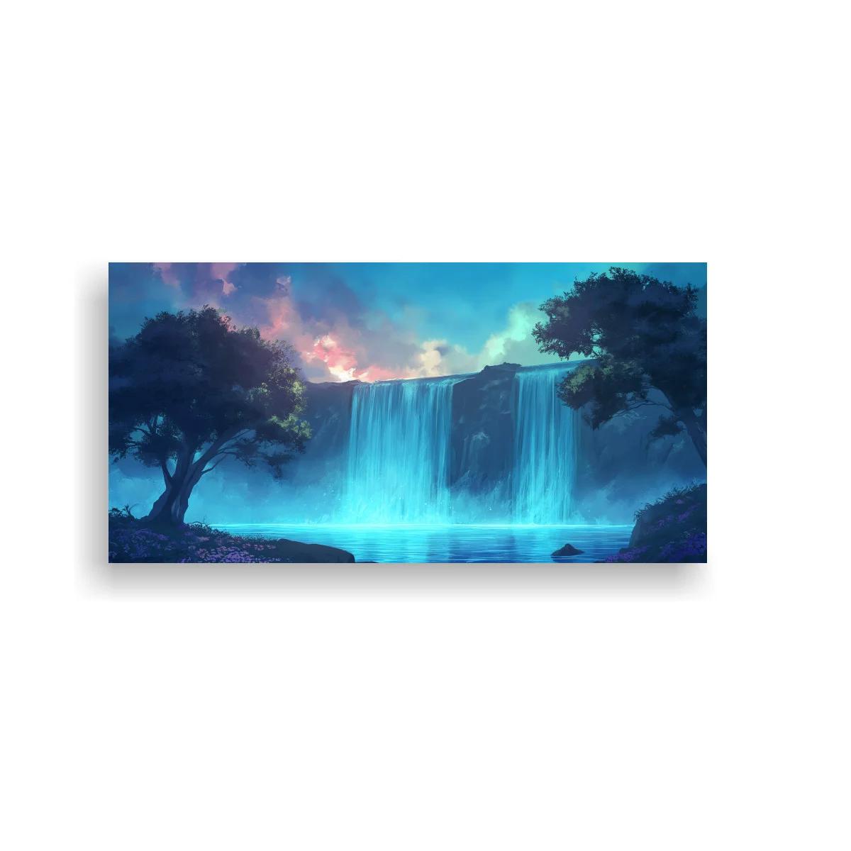 Cuadro cascada luminosa con cielo crepuscular