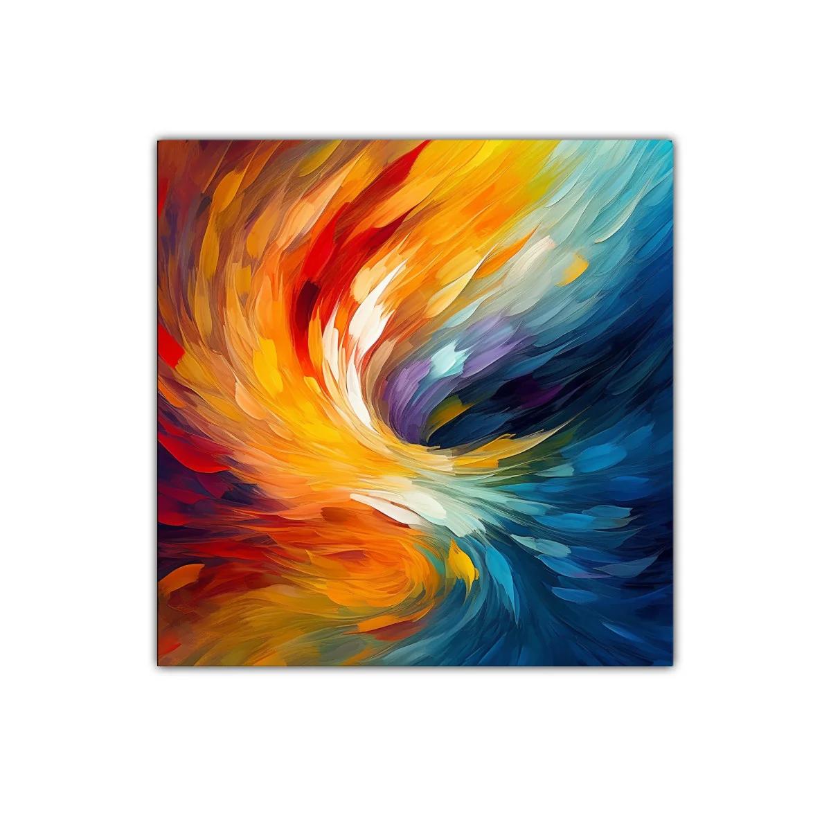 Cuadro abstracto con remolino de colores vibrantes