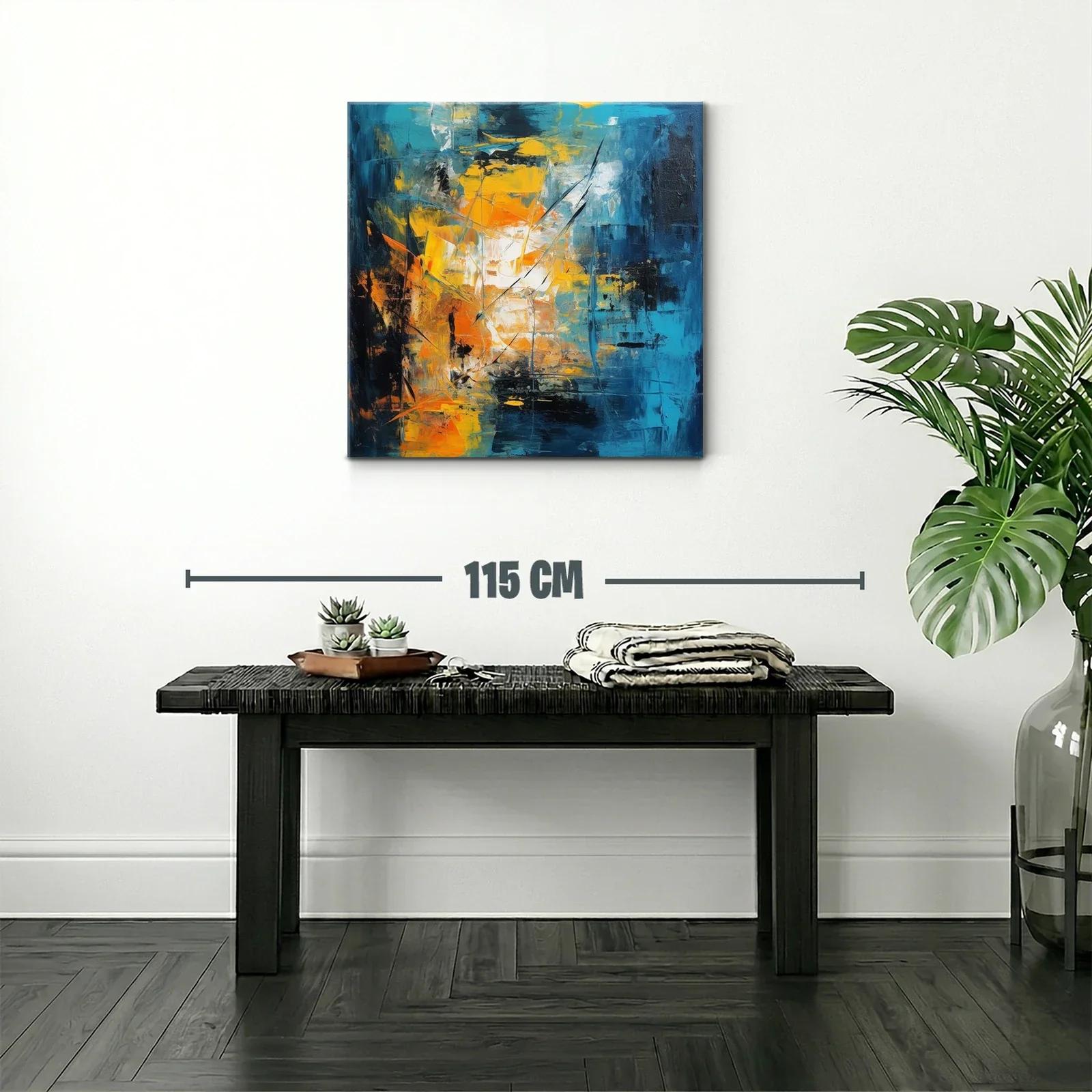 Cuadro abstracto con vibrantes tonos azul y amarillo — miniatura 2