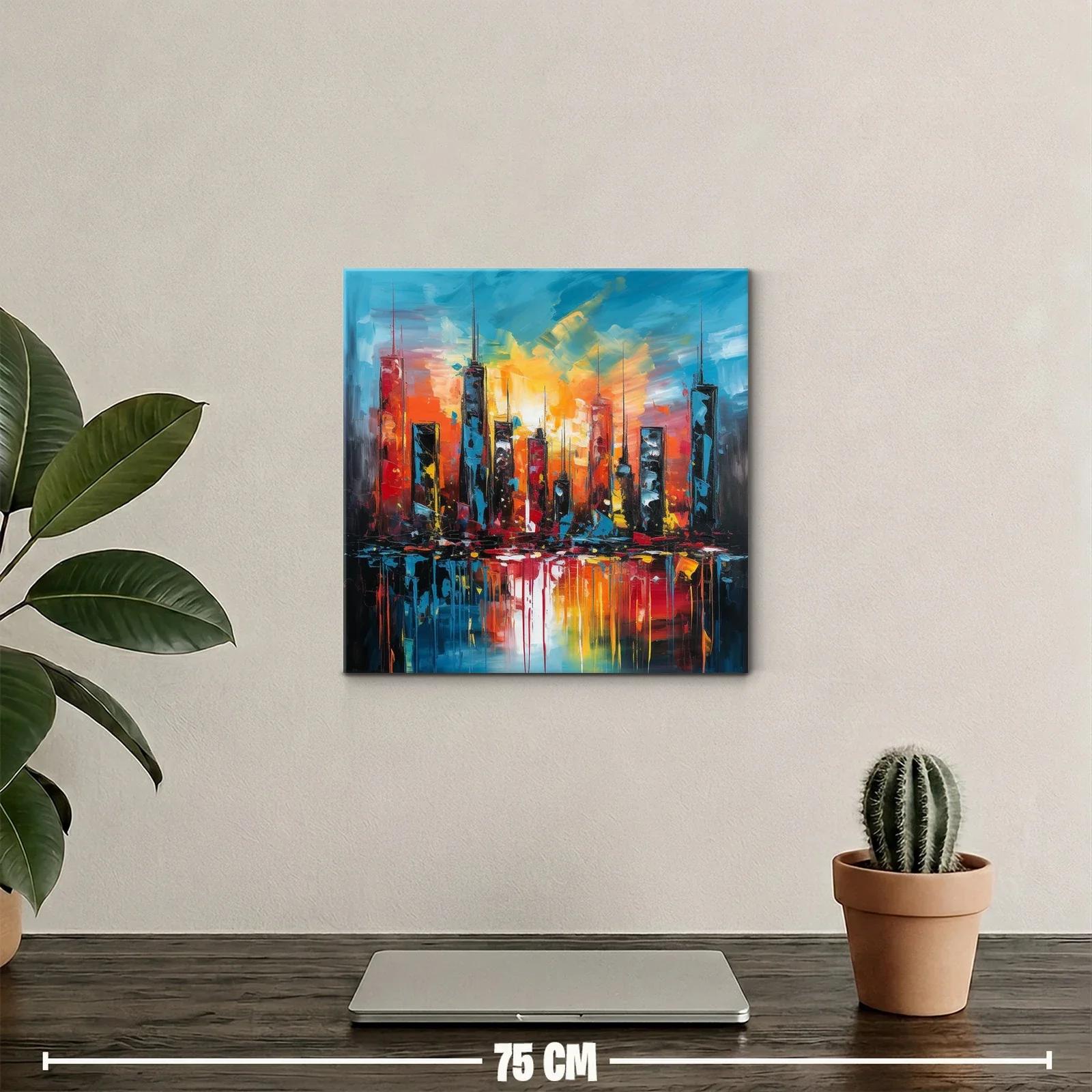 Atardecer vibrante sobre skyline urbano moderno — miniatura 2