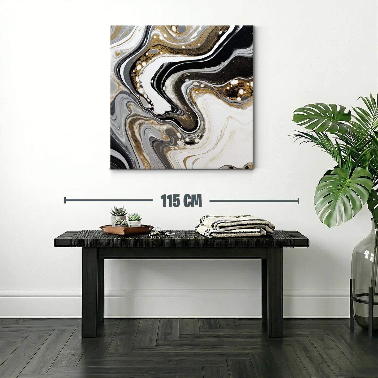 Abstracción en tonos negro blanco y dorado elegante y moderna — miniatura 2