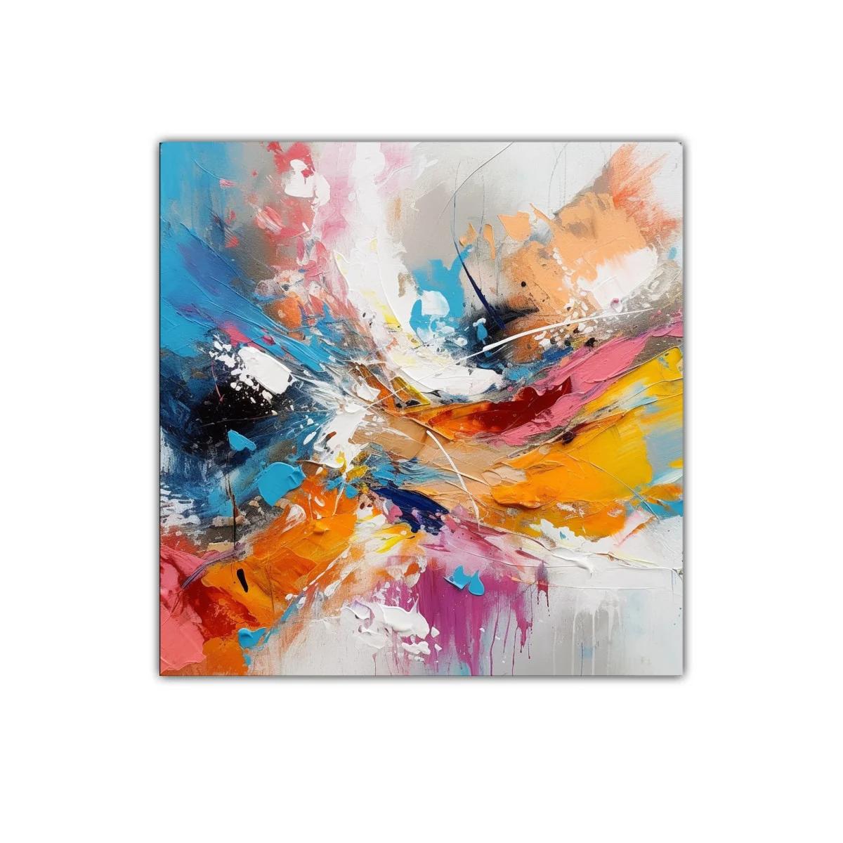 Cuadro abstracto con explosión vibrante de colores luminosos