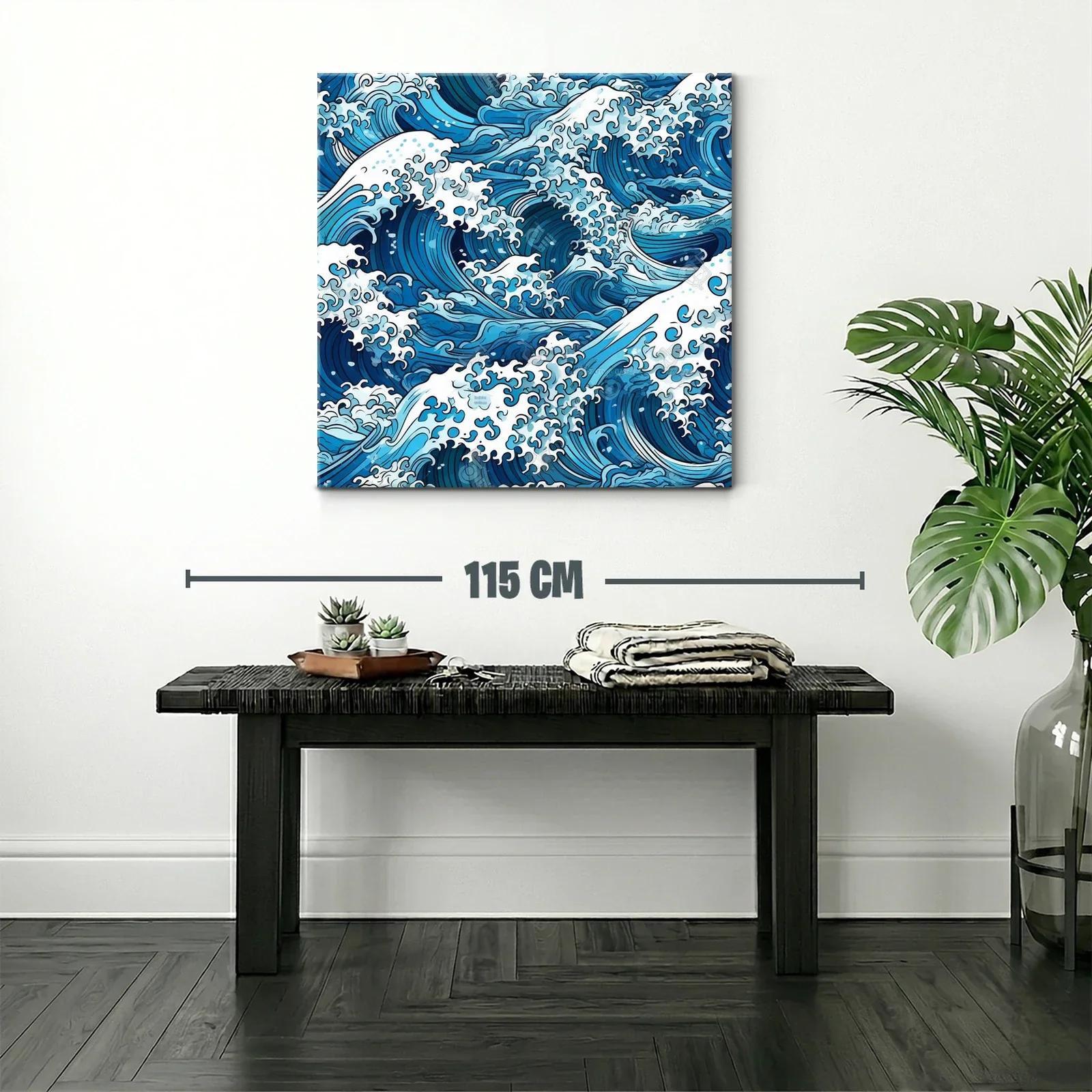 Cuadro vibrante con olas marinas en tonos azules — miniatura 2