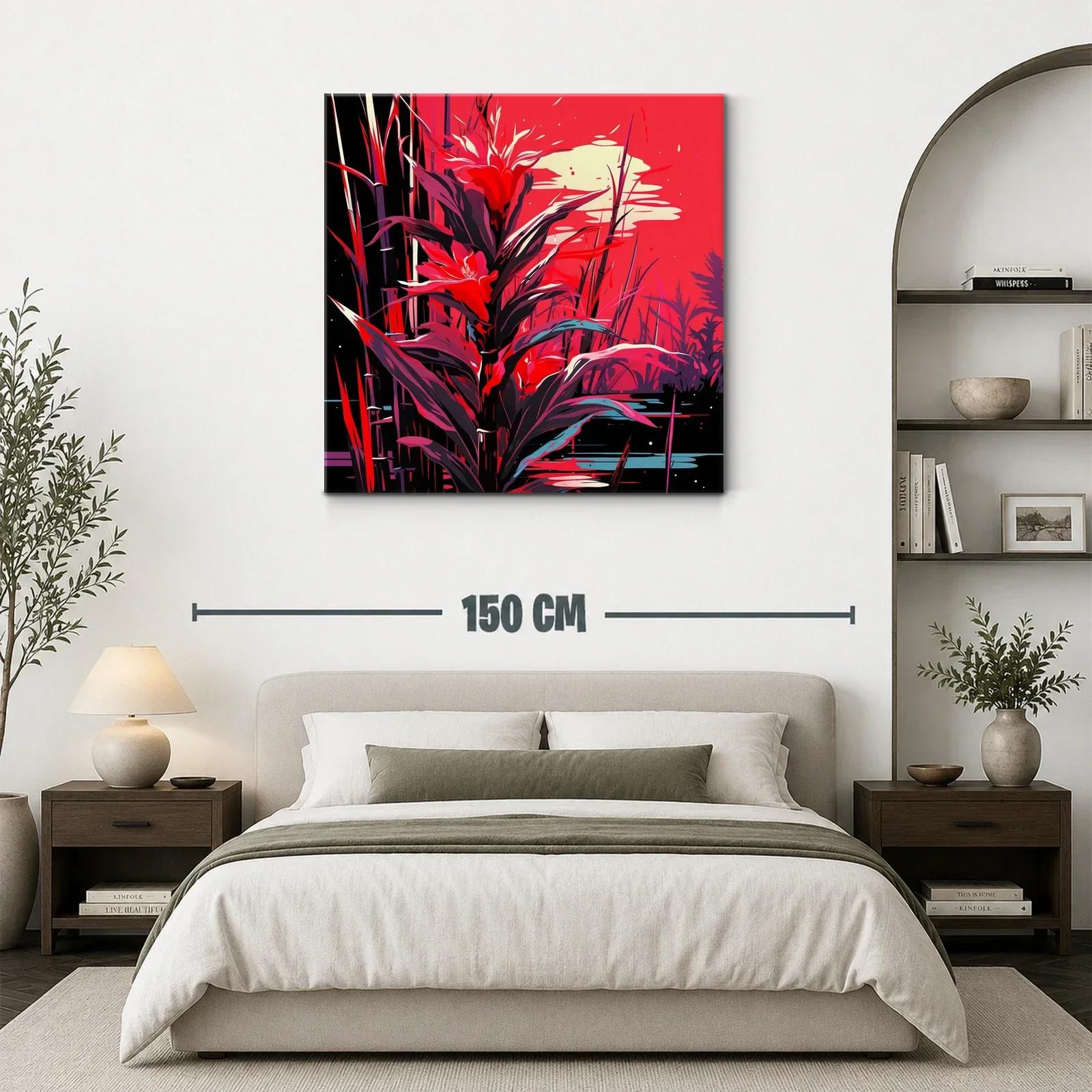 Cuadro vibrante de flora exótica en tonos rojos intensos — miniatura 3