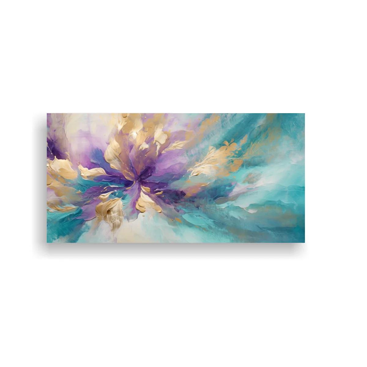 Cuadro flor violeta con pinceladas expansivas