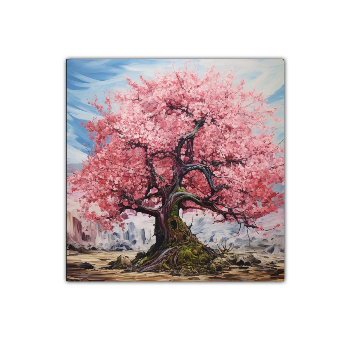 Árbol de Cerezo en Flor sobre Paisaje Montañoso — imagen principal
