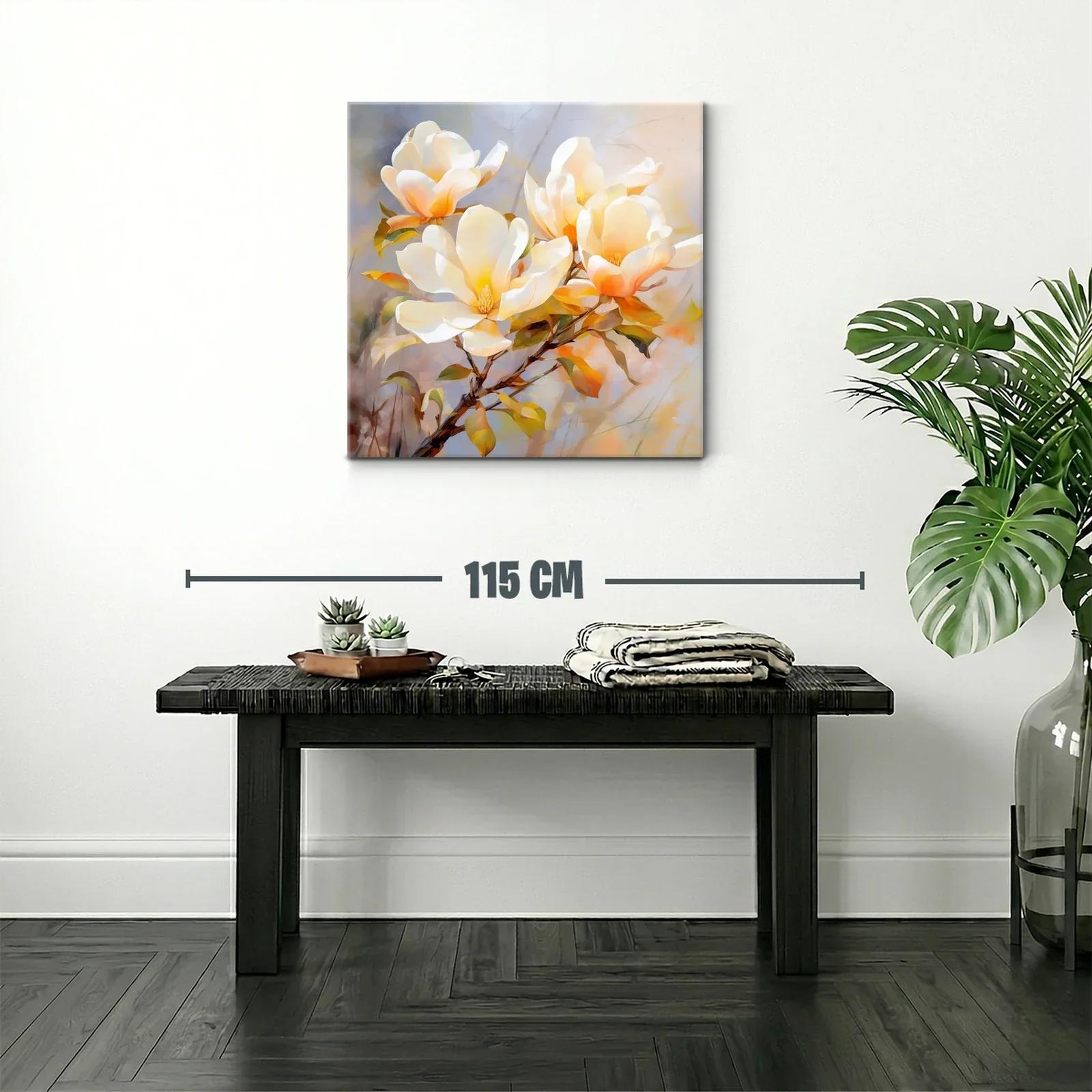 Cuadro de flores magnolias en tonos cálidos y suaves — miniatura 2