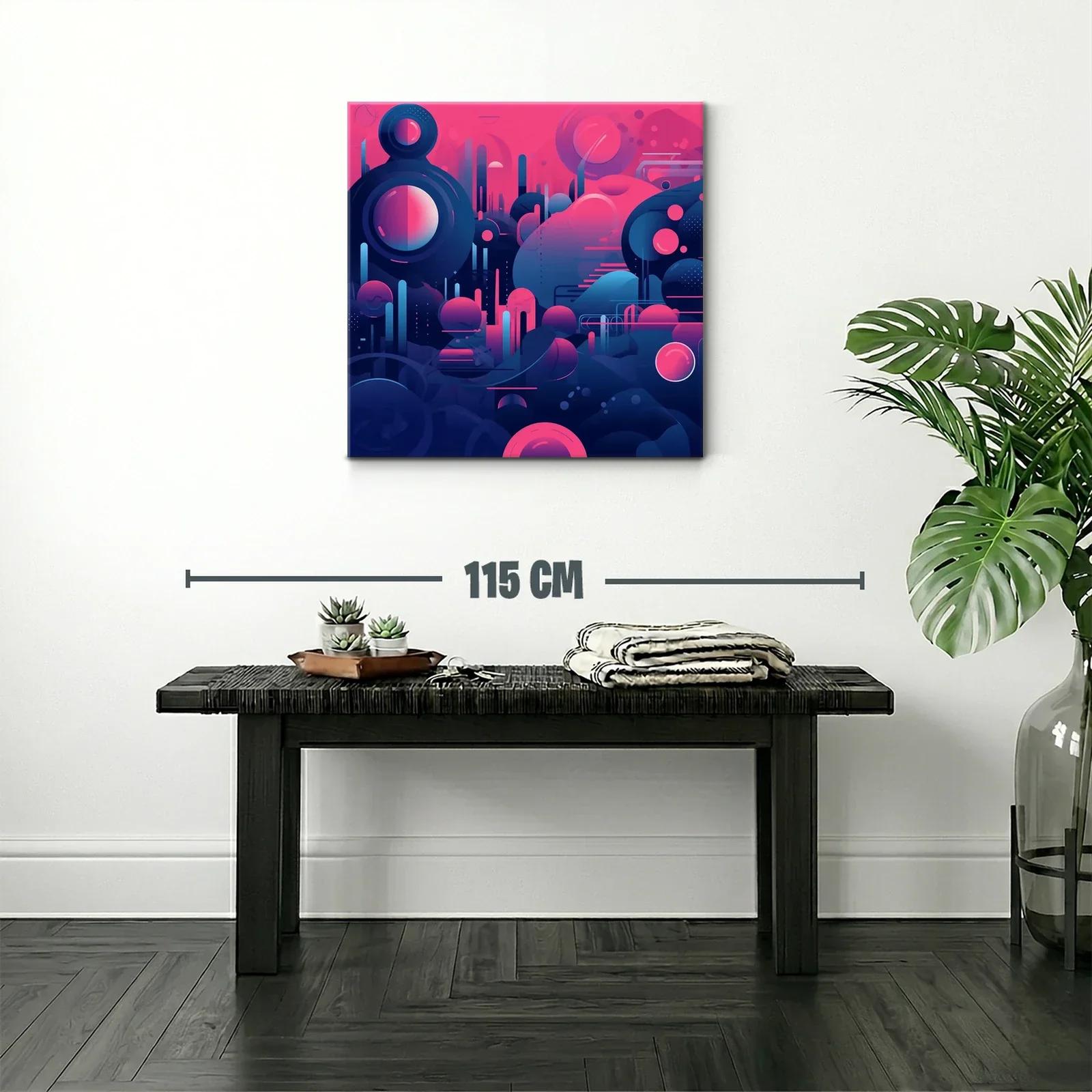Composición abstracta futurista en tonos azul y rosa brillante — miniatura 2