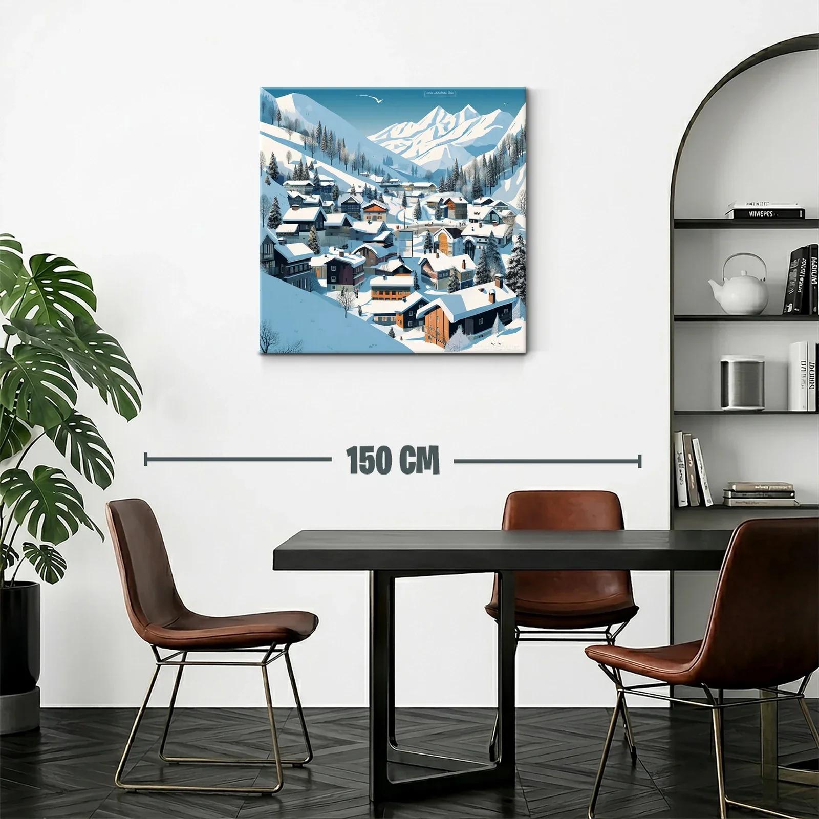 Paisaje Invernal de Pueblo Alpino entre Montañas Nevadas — miniatura 2