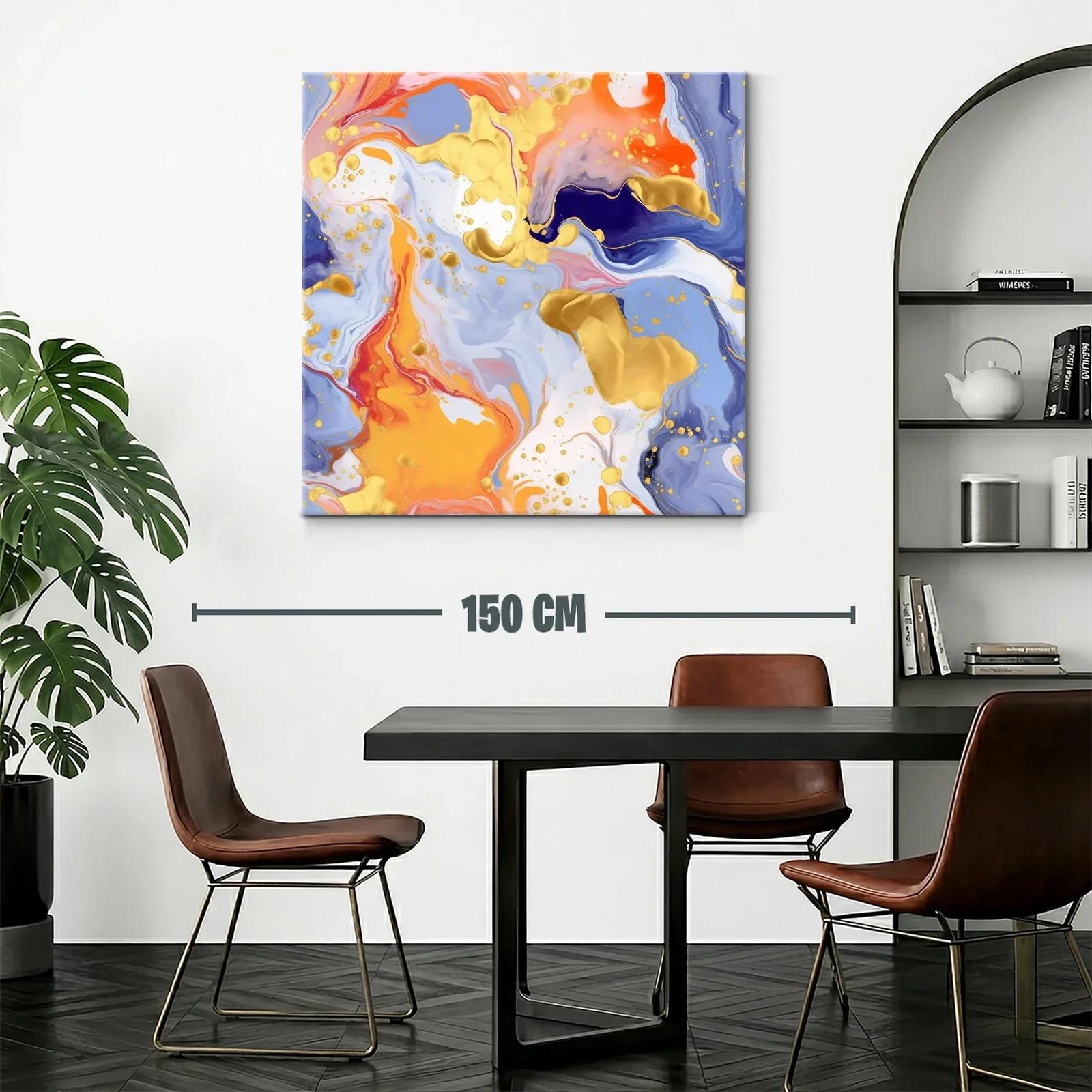 Cuadro abstracto con vibrantes tonos dorados y naranjas — miniatura 2