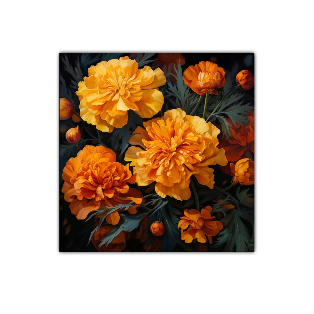 Cuadro decorativo con vibrantes flores naranjas y amarillas — imagen principal