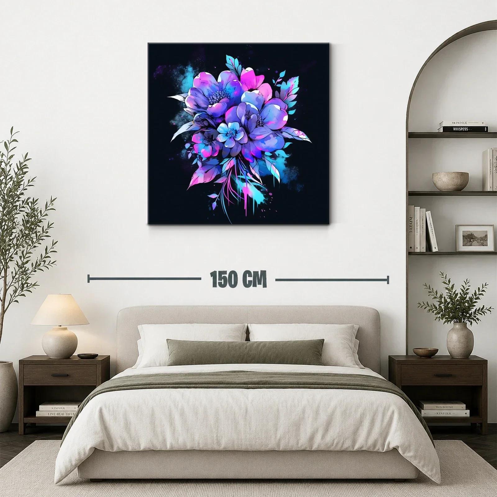 Ramo de flores en tonos violetas y azules vibrantes — miniatura 3