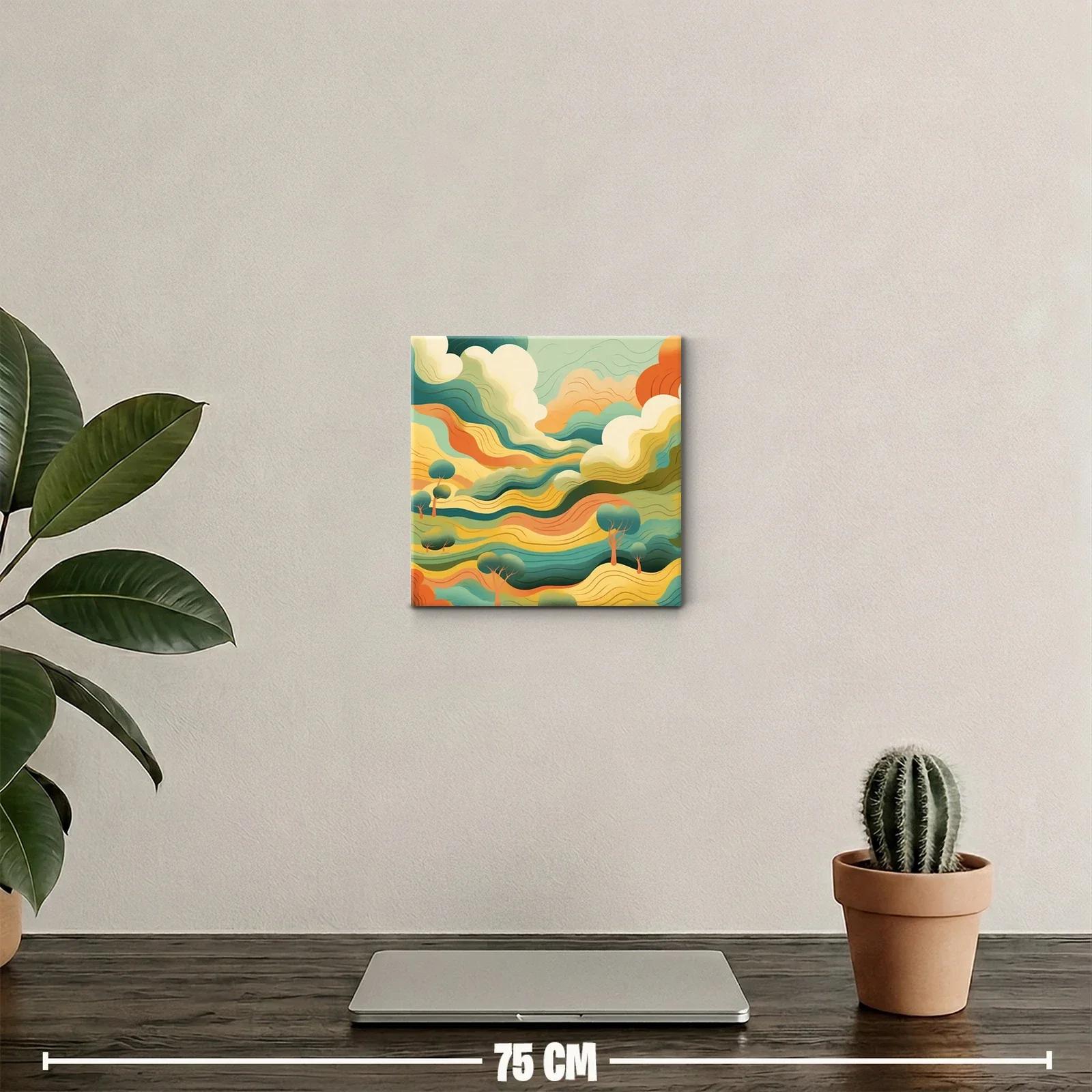 Paisaje abstracto en tonos cálidos y verdes vibrantes — miniatura 2