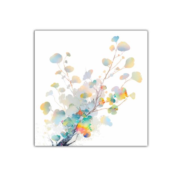 Cuadro decorativo con delicada rama de hojas en tonos pastel