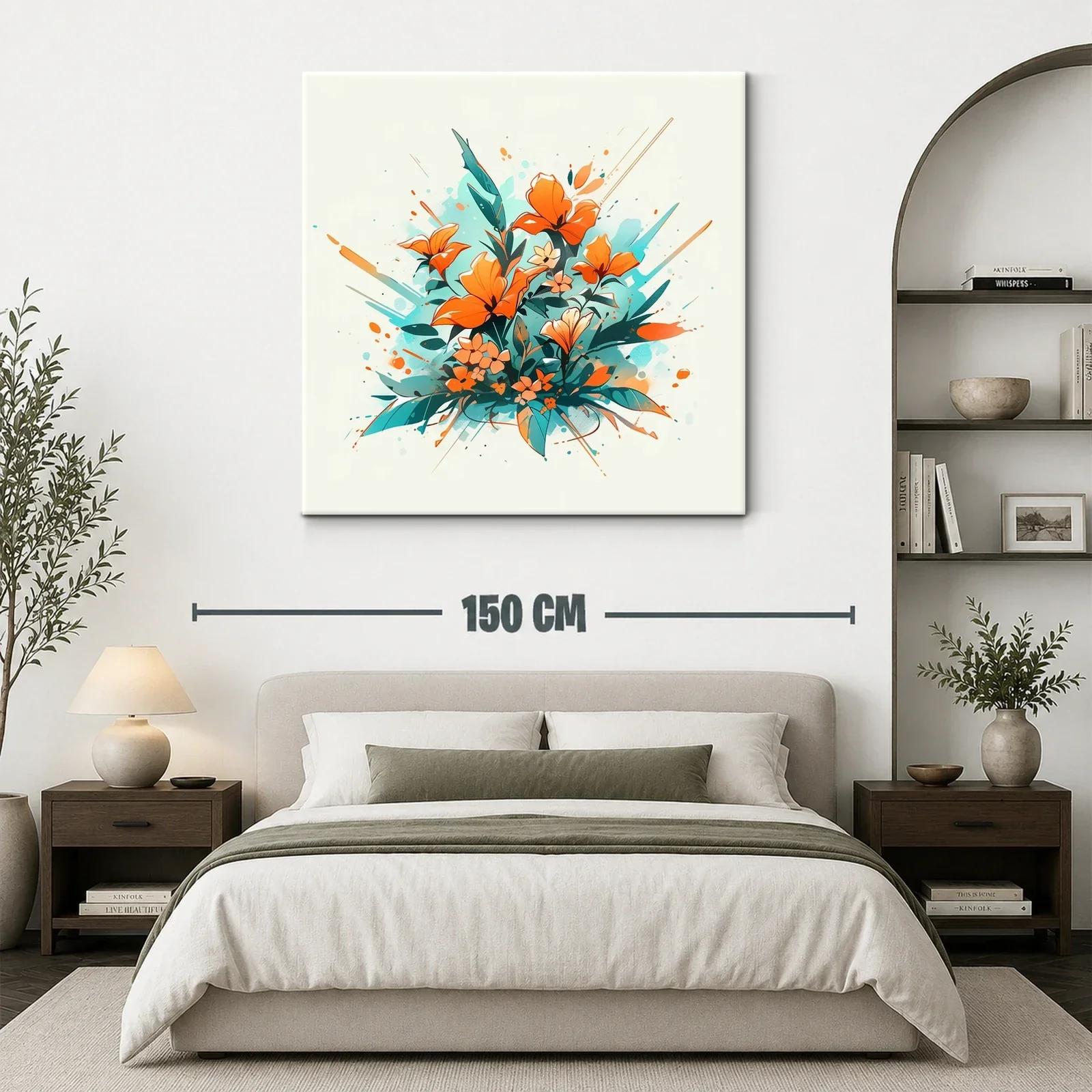 Composición vibrante de flores en tonos naranjas y verdes — miniatura 3