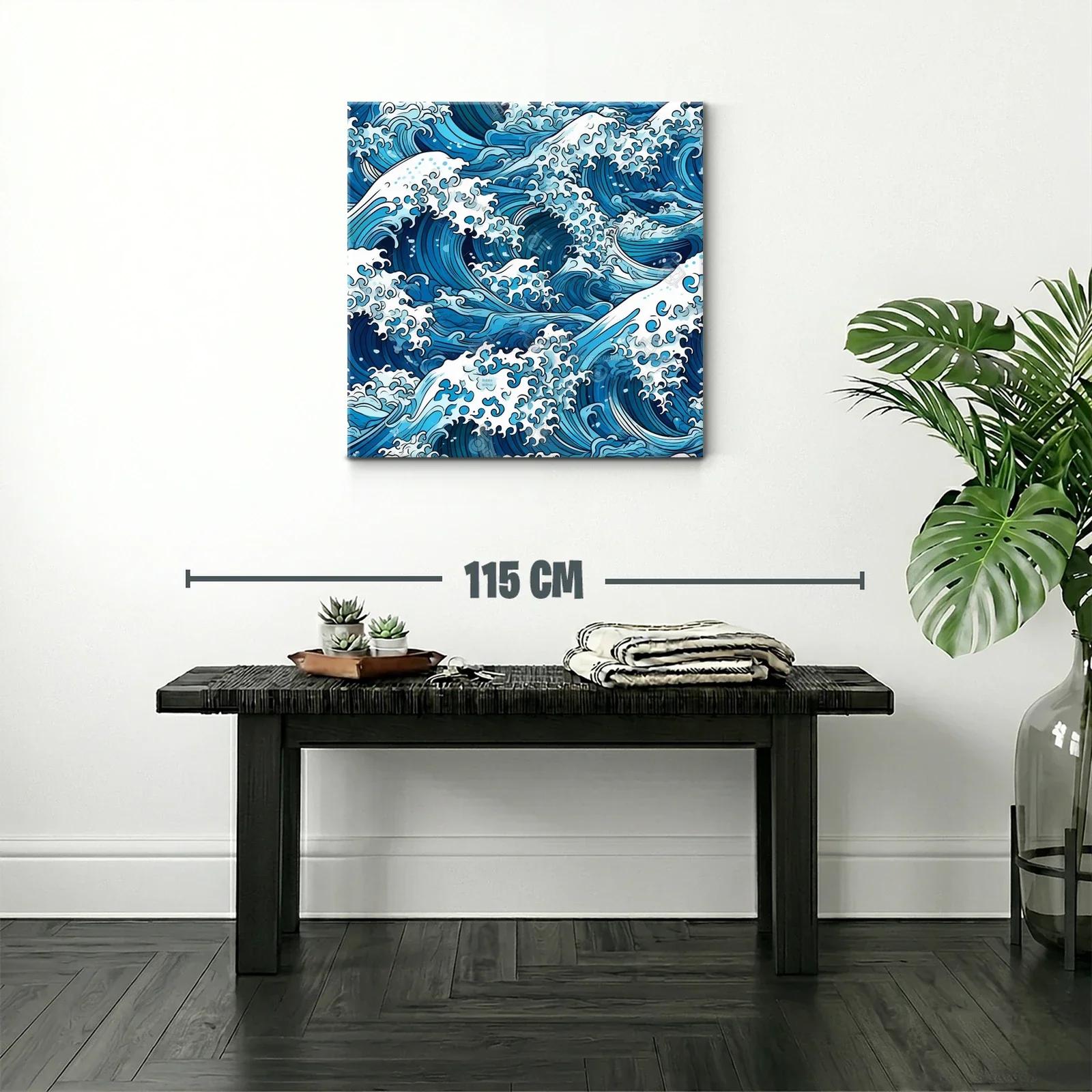 Cuadro vibrante con olas marinas en tonos azules — miniatura 2