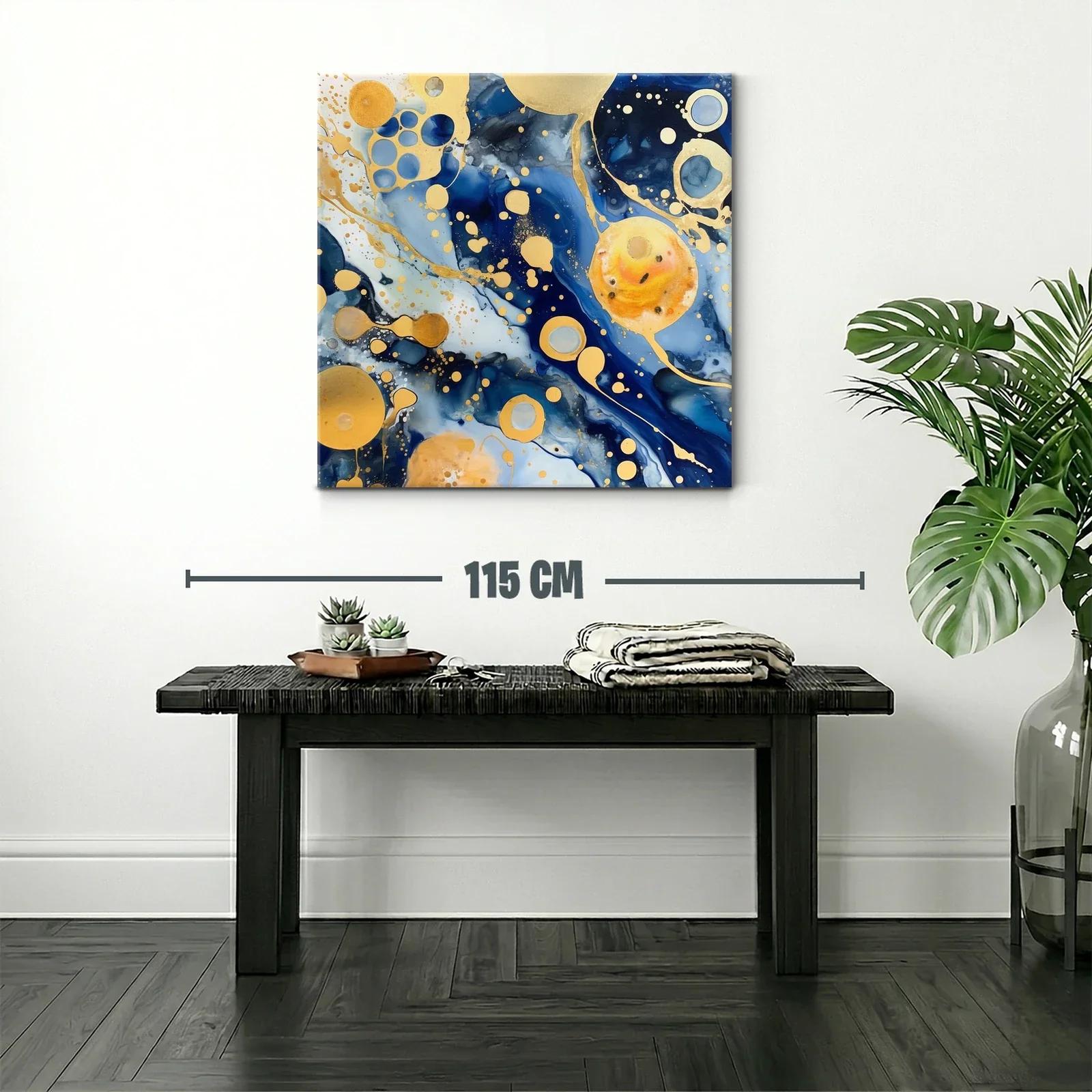 Composición Abstracta en Azul y Dorado — miniatura 2