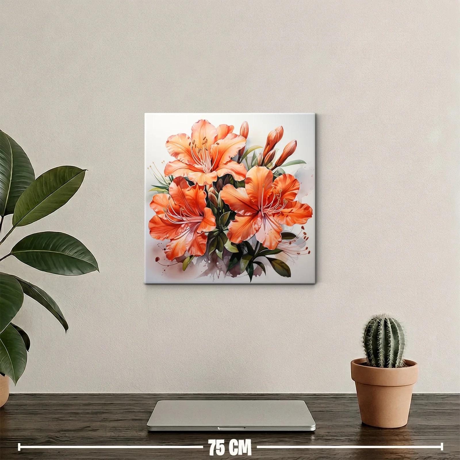 Impactante cuadro de flores naranja brillante — miniatura 2