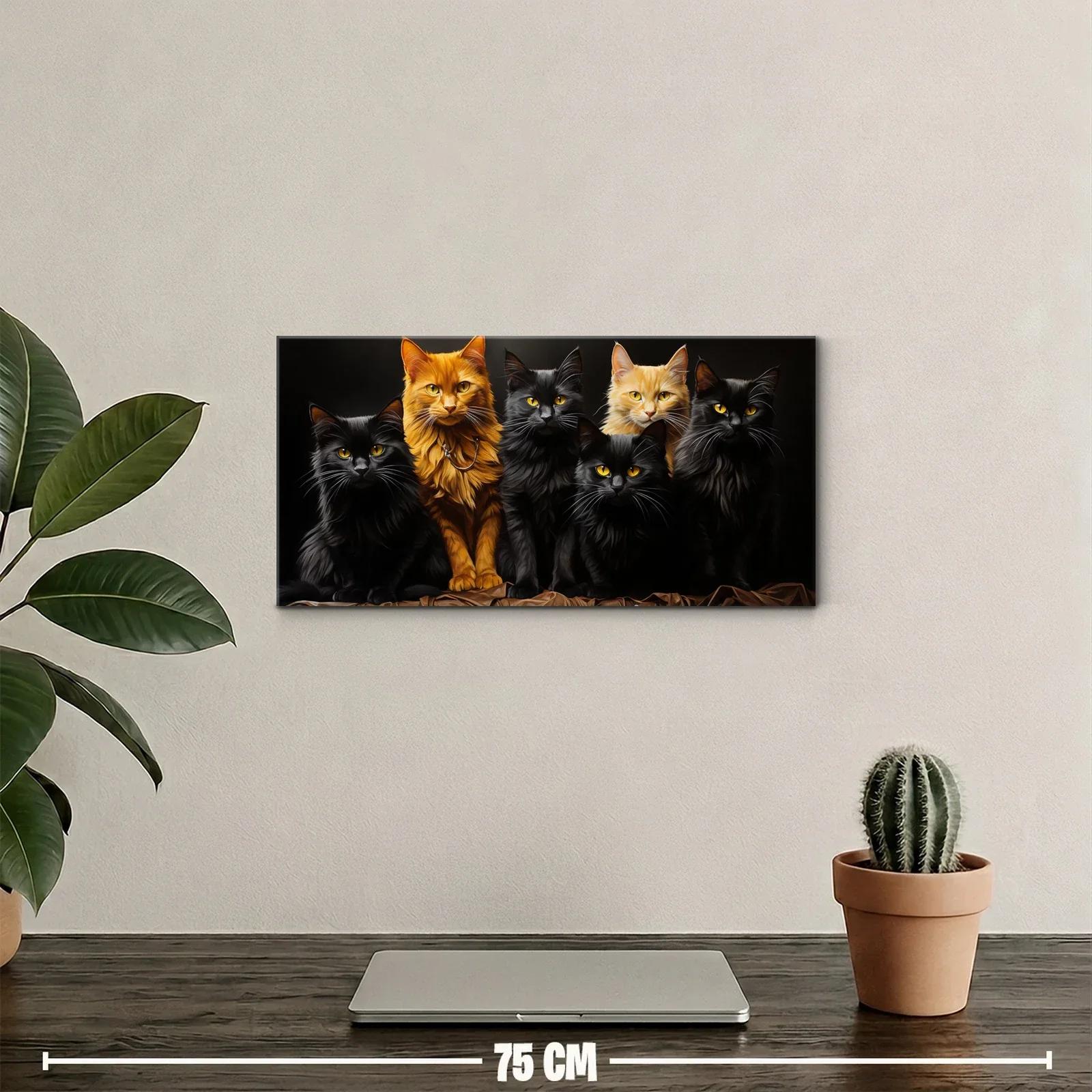 Cuadro grupo de cinco gatos de pelo largo — miniatura 2