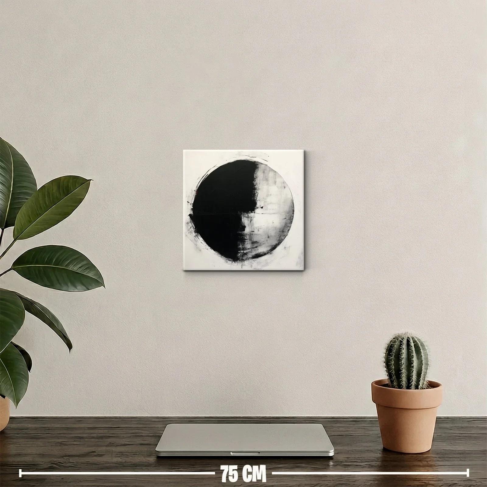 Cuadro decorativo esfera en blanco y negro con textura — miniatura 2