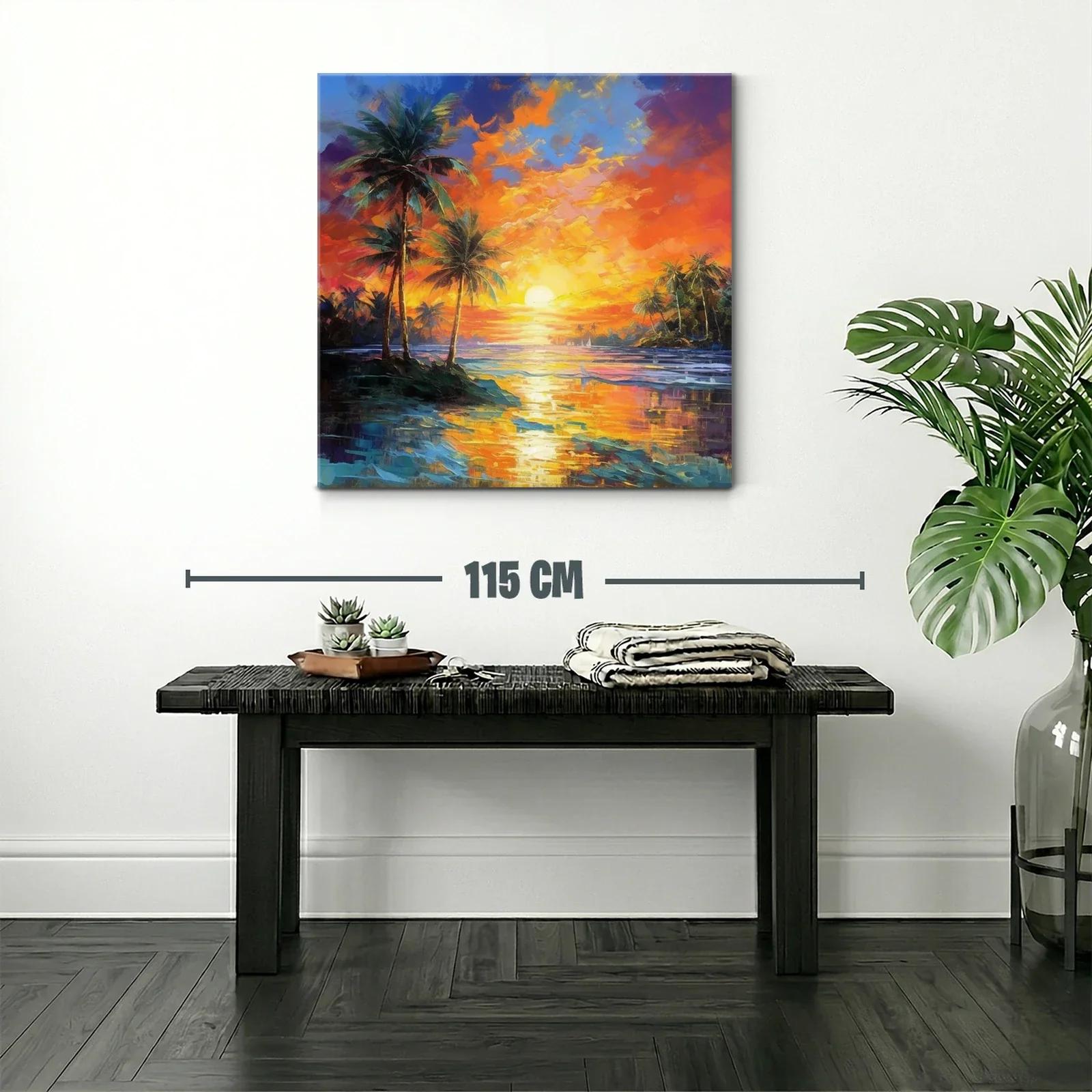 Atardecer tropical con palmeras y reflejos vibrantes — miniatura 2