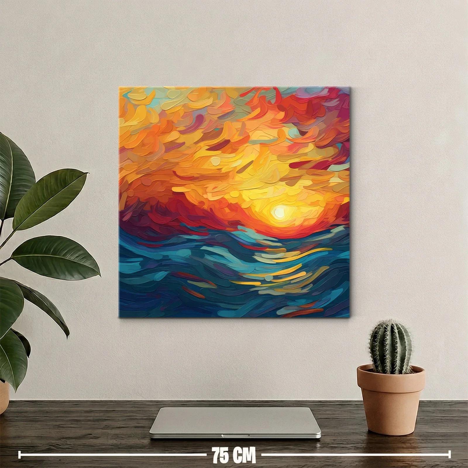 Atardecer vibrante sobre el mar en tonos cálidos y fríos — miniatura 2