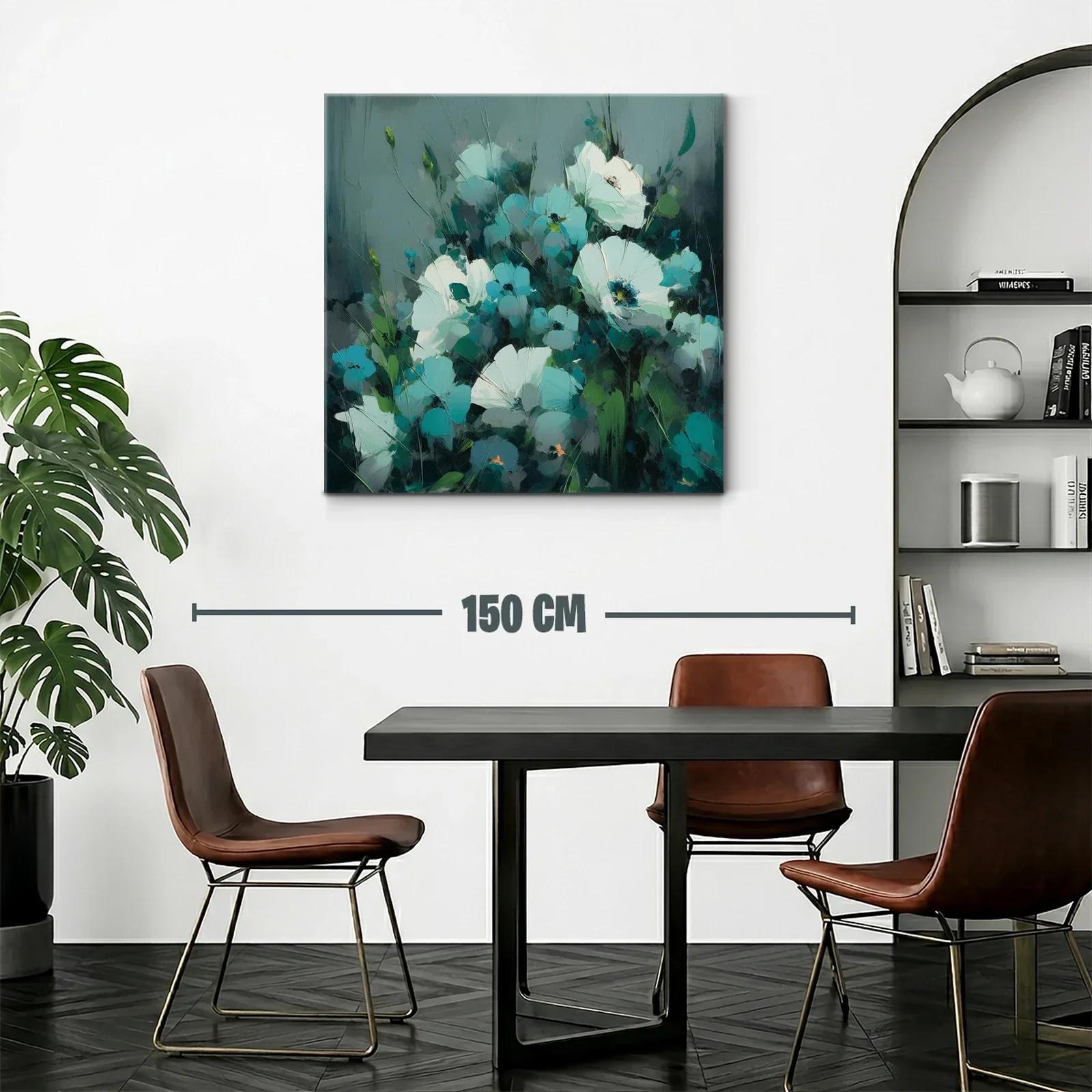 Flores blancas y turquesas con fondo gris azulado — miniatura 2