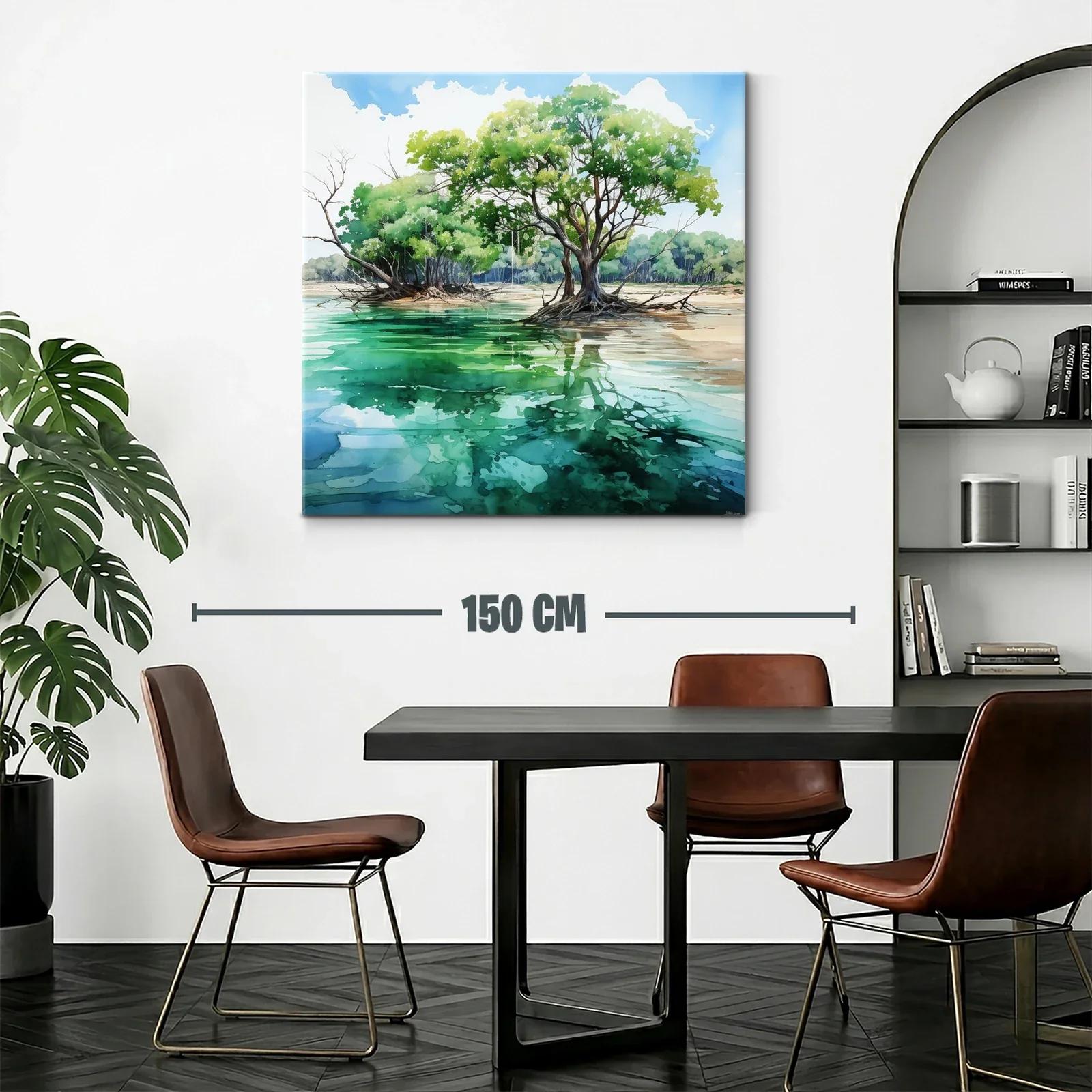 Paisaje natural con árboles reflejados en agua tranquila — miniatura 2