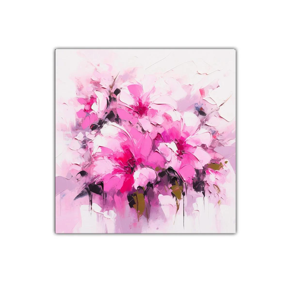 Cuadro flores rosas abstracción vibrante y elegante