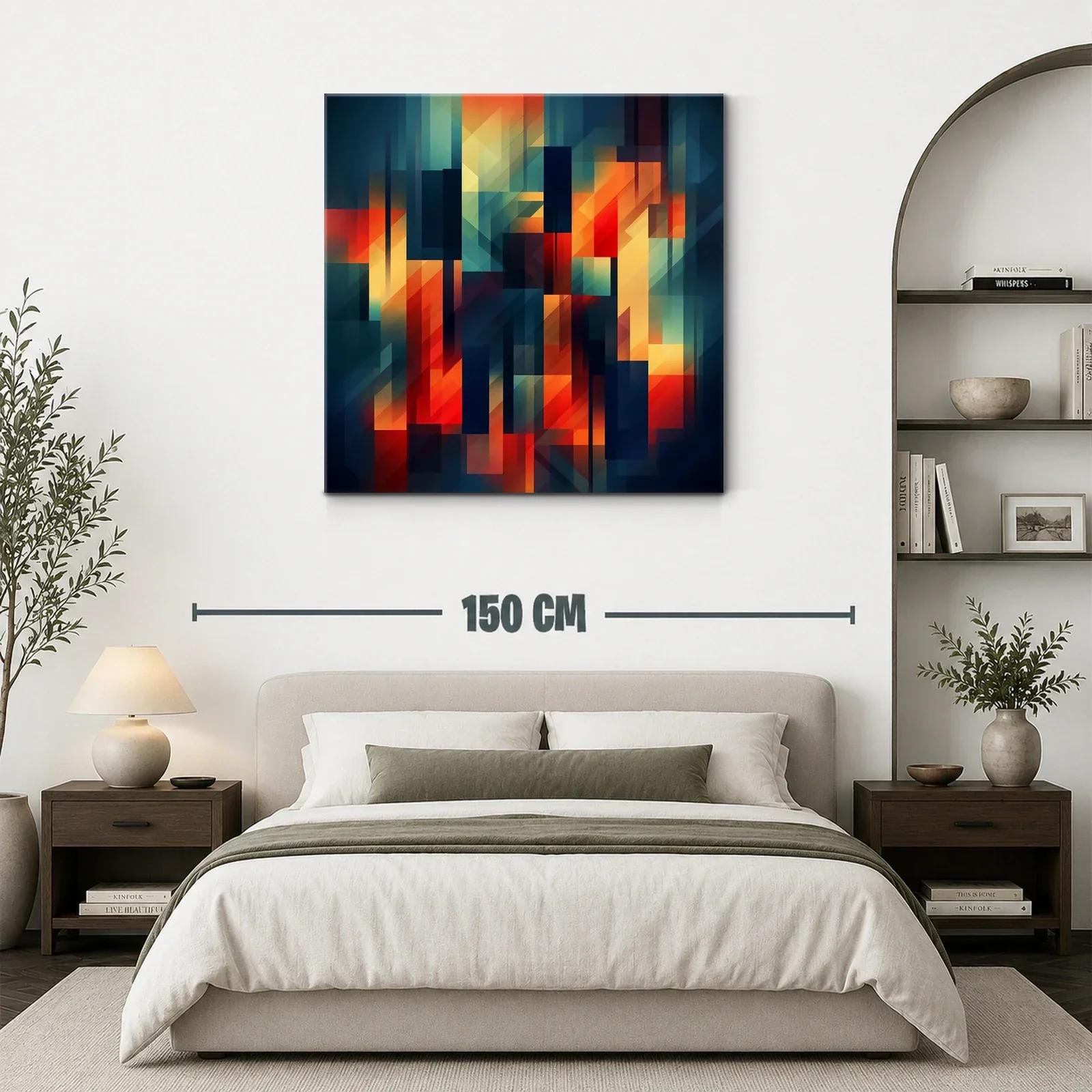 Composición abstracta vibrante con tonos cálidos y fríos — miniatura 3