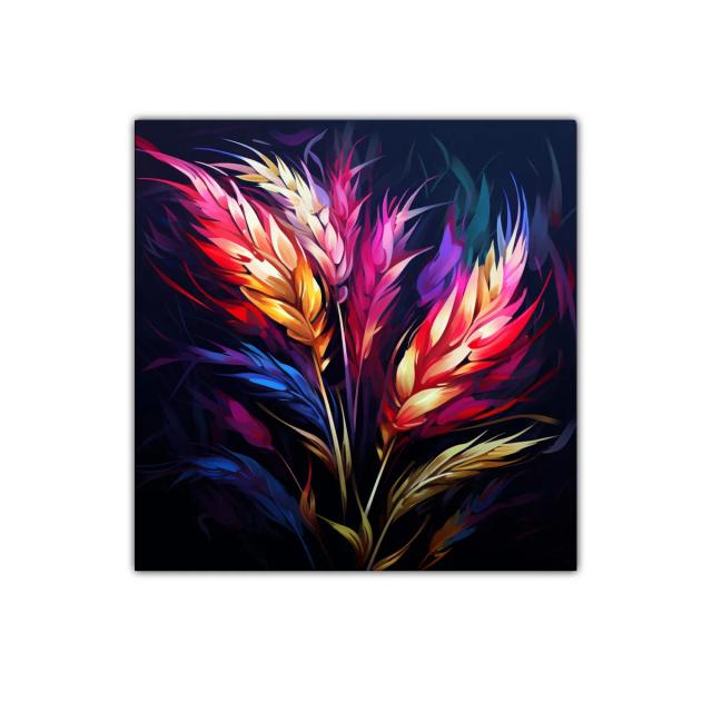Cuadro decorativo con espigas vibrantes y coloridas