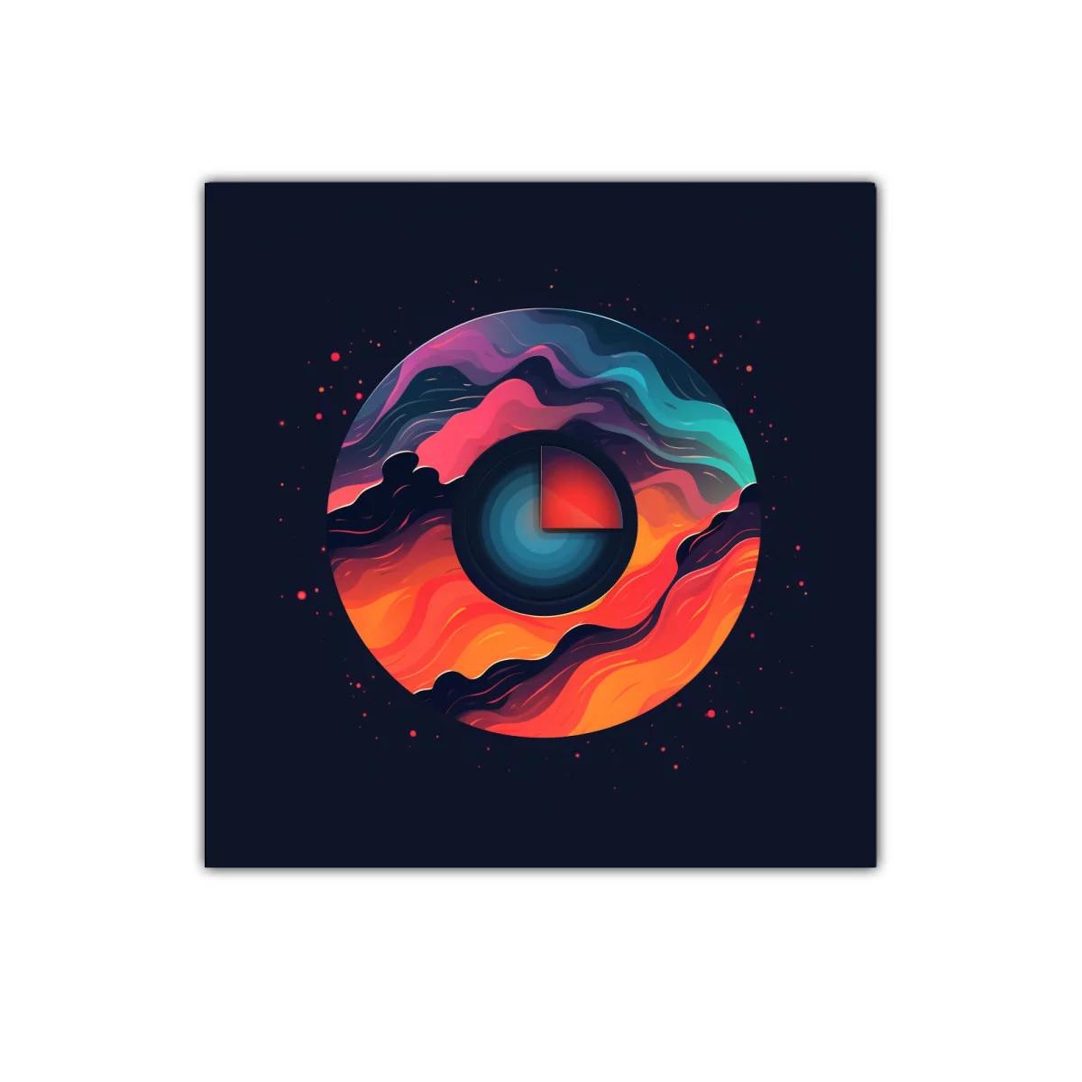 Arte abstracto circular con vibrantes ondas de color