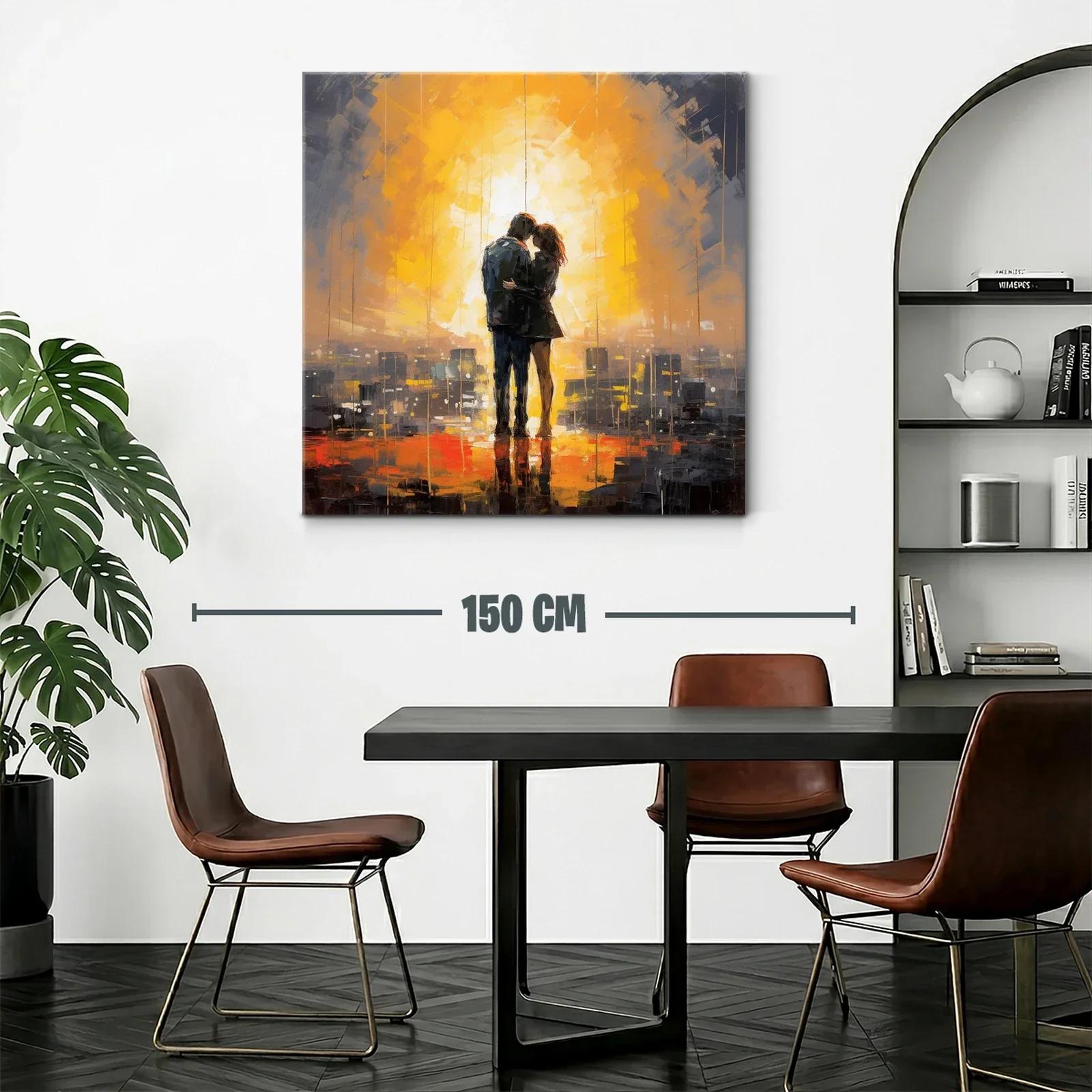 Escena romántica al atardecer con tonos cálidos y urbanos — miniatura 2