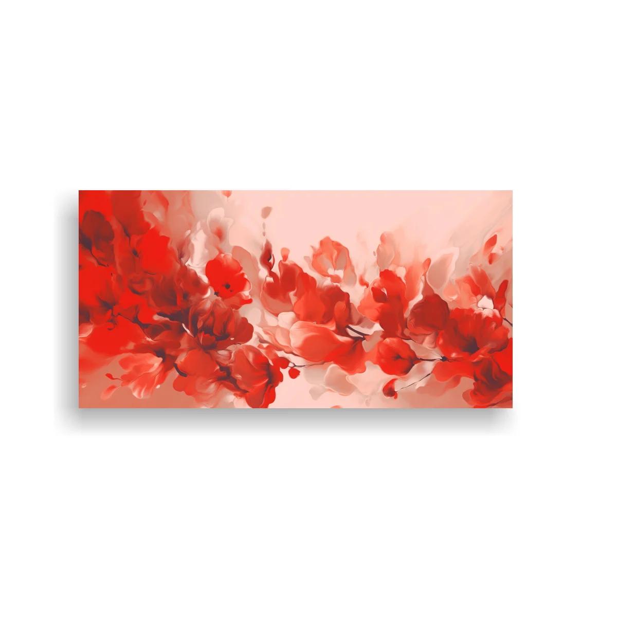 Cuadro flores rojas en franja panorámica