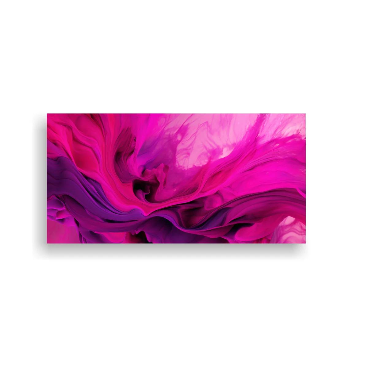 Cuadro remolino de tinta rosa y magenta con pliegues fluidos