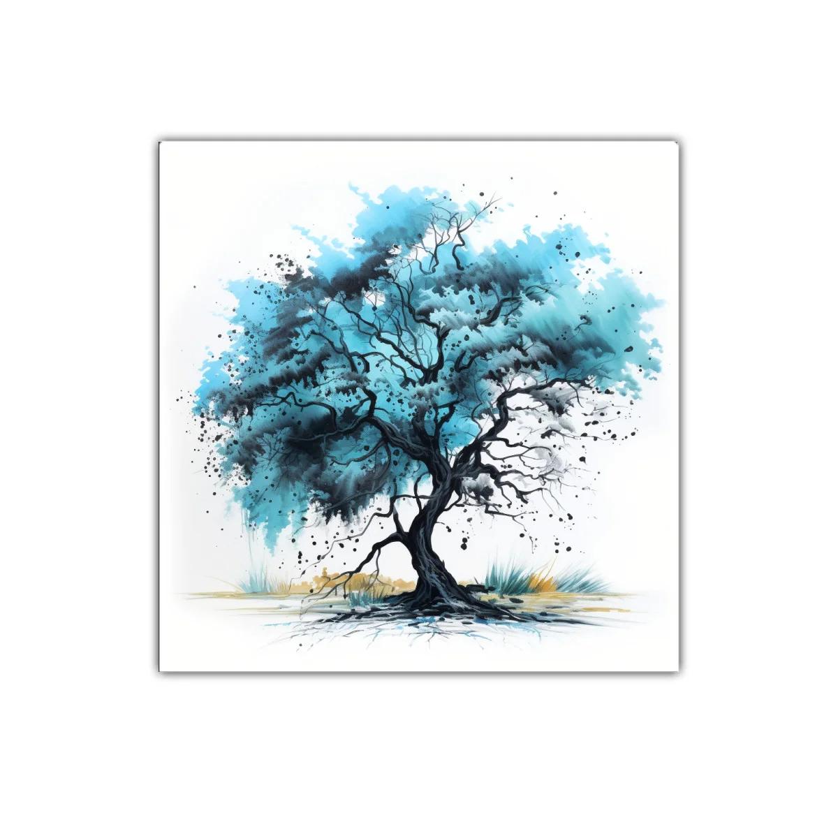 Árbol azul con ramas dinámicas y elegante contraste — imagen principal