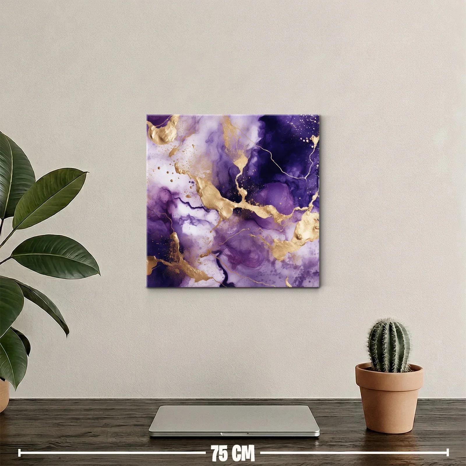 Arte abstracto en tonos púrpura y dorado elegante y moderno — miniatura 2
