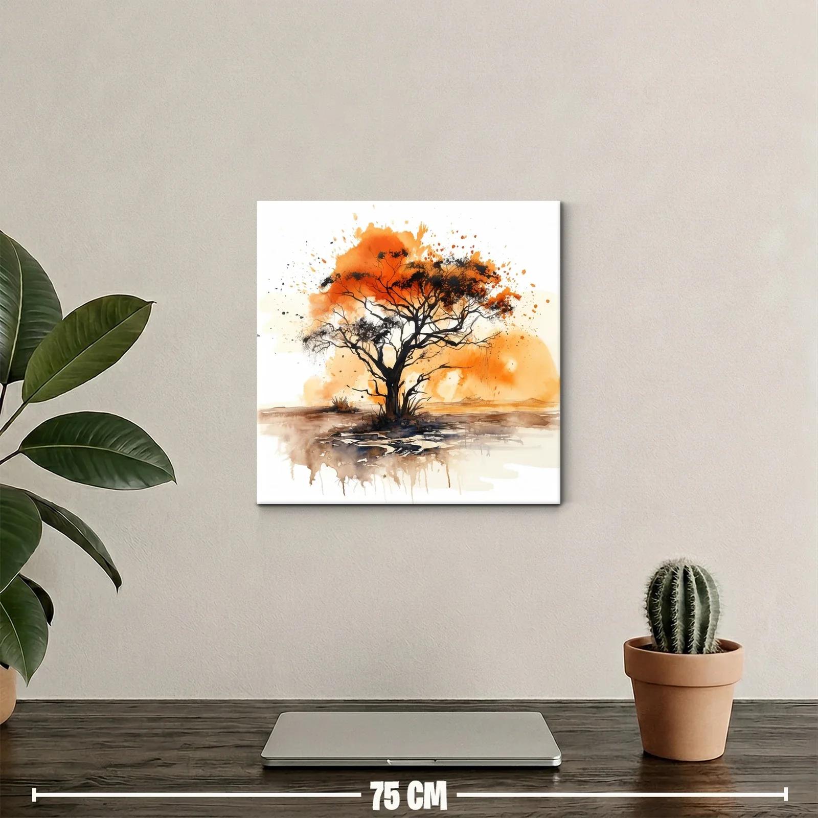 Árbol solitario con tonos cálidos y contrastes vivos — miniatura 2
