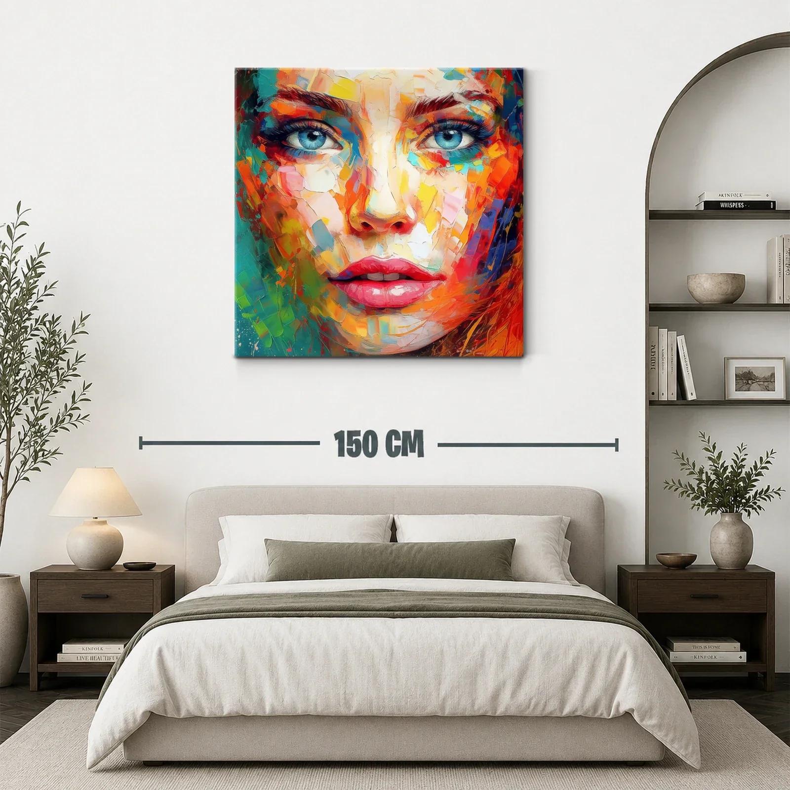 Retrato vibrante con rostro femenino y ojos azules profundos — miniatura 3