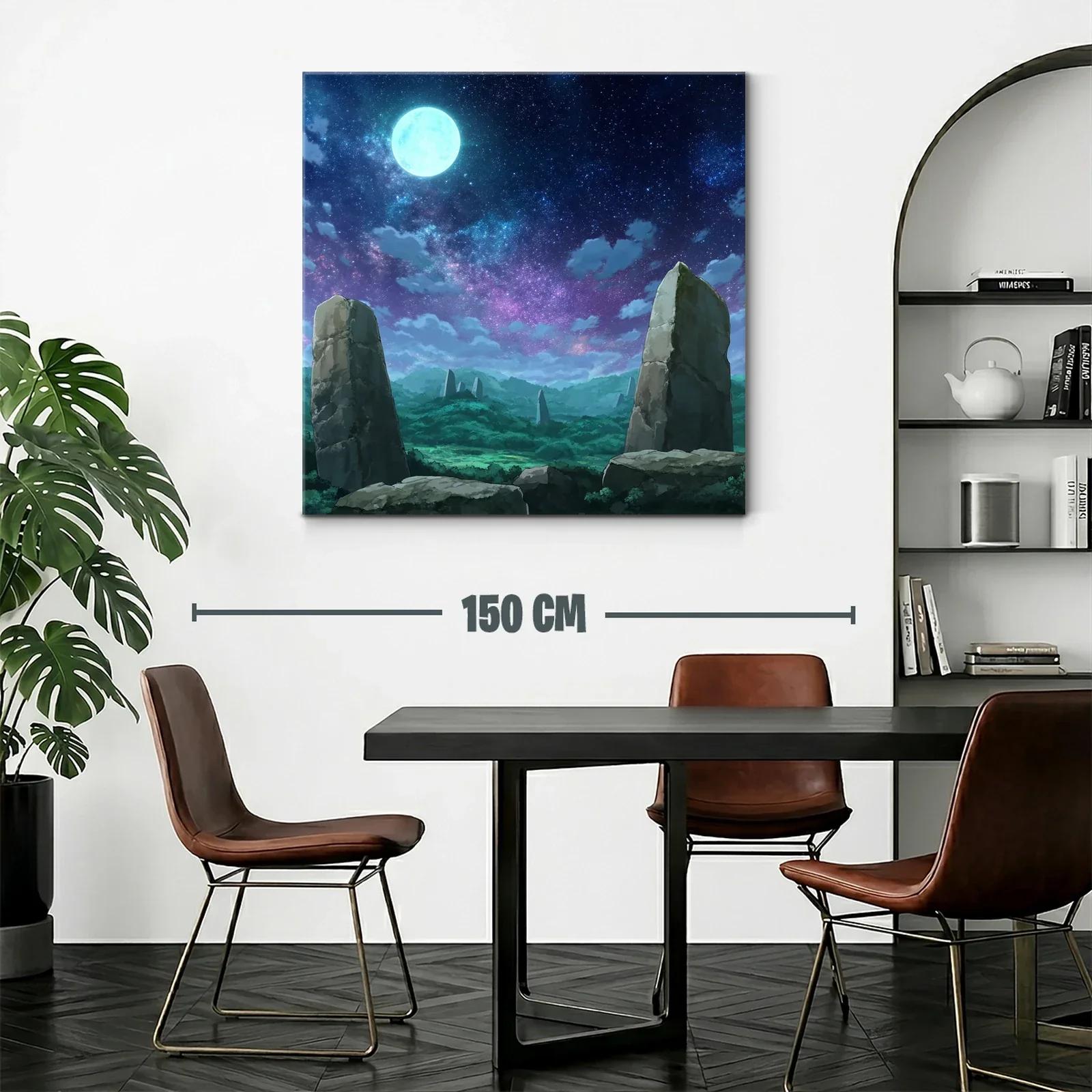 Paisaje nocturno con piedras monolíticas y cielo estrellado — miniatura 2