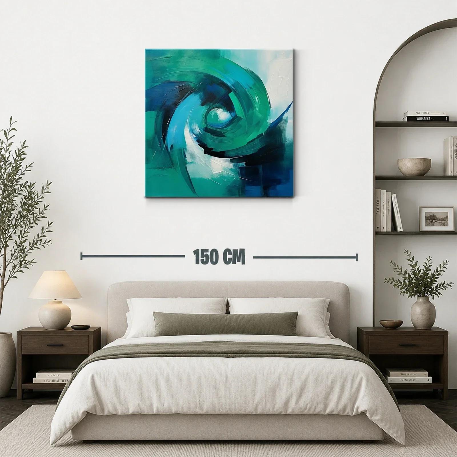 Cuadro abstracto en tonos azules y verdes vibrantes — miniatura 3