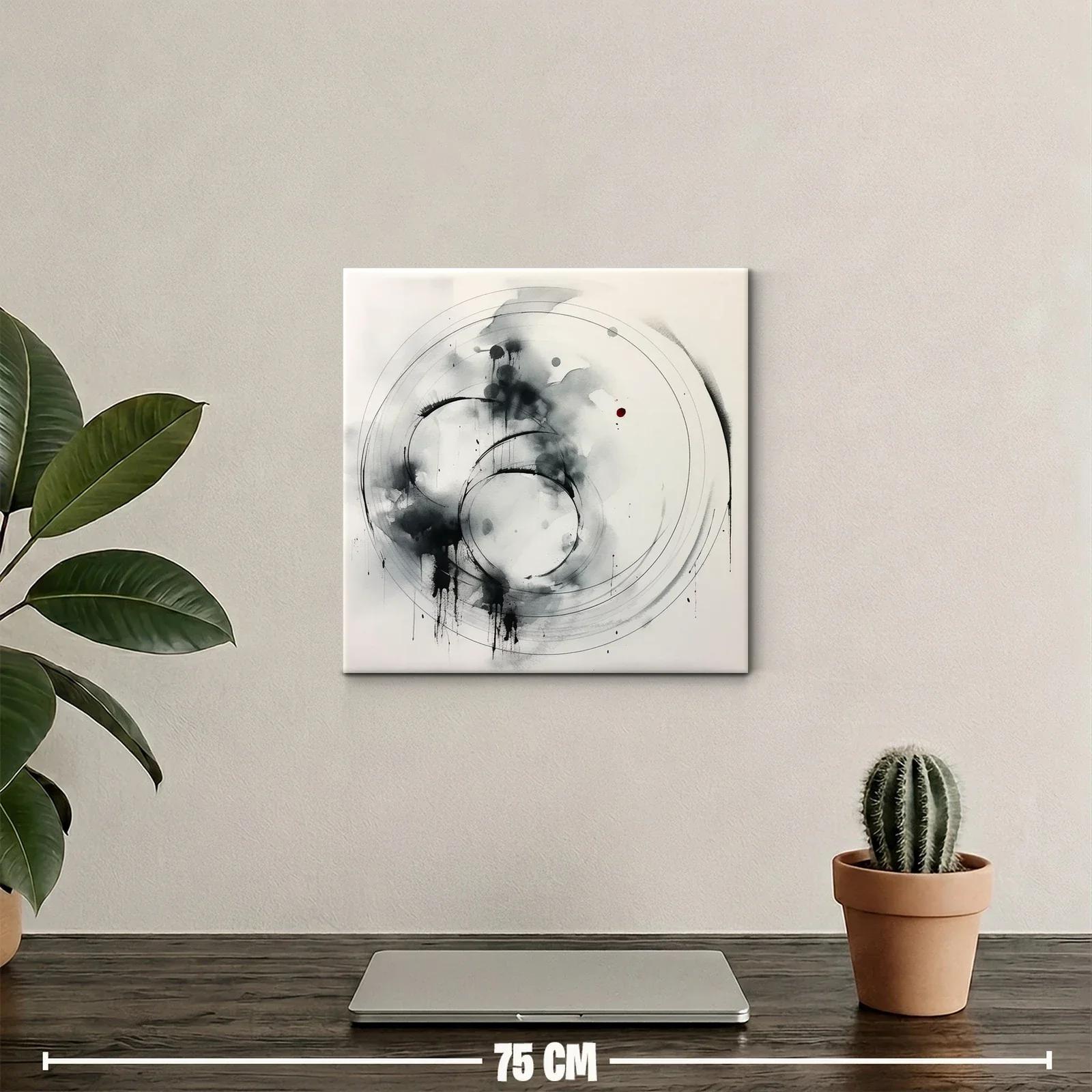 Composición abstracta con círculos en tonos grises y negros — miniatura 2